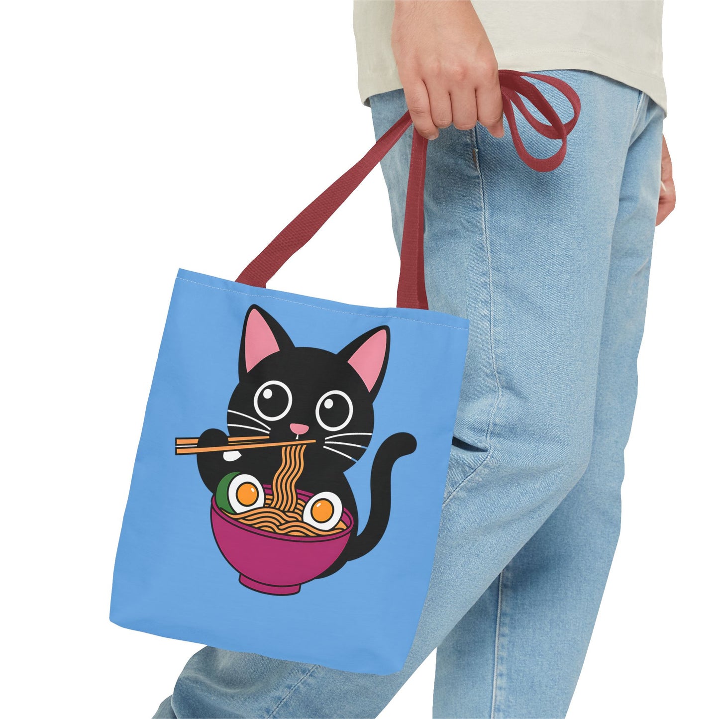 Cute Cat Noodle Tote Bag | Animal Lover Gift, Beach Bag, Shopping Tote, Foodie Accessory, Pet Lover's Bag