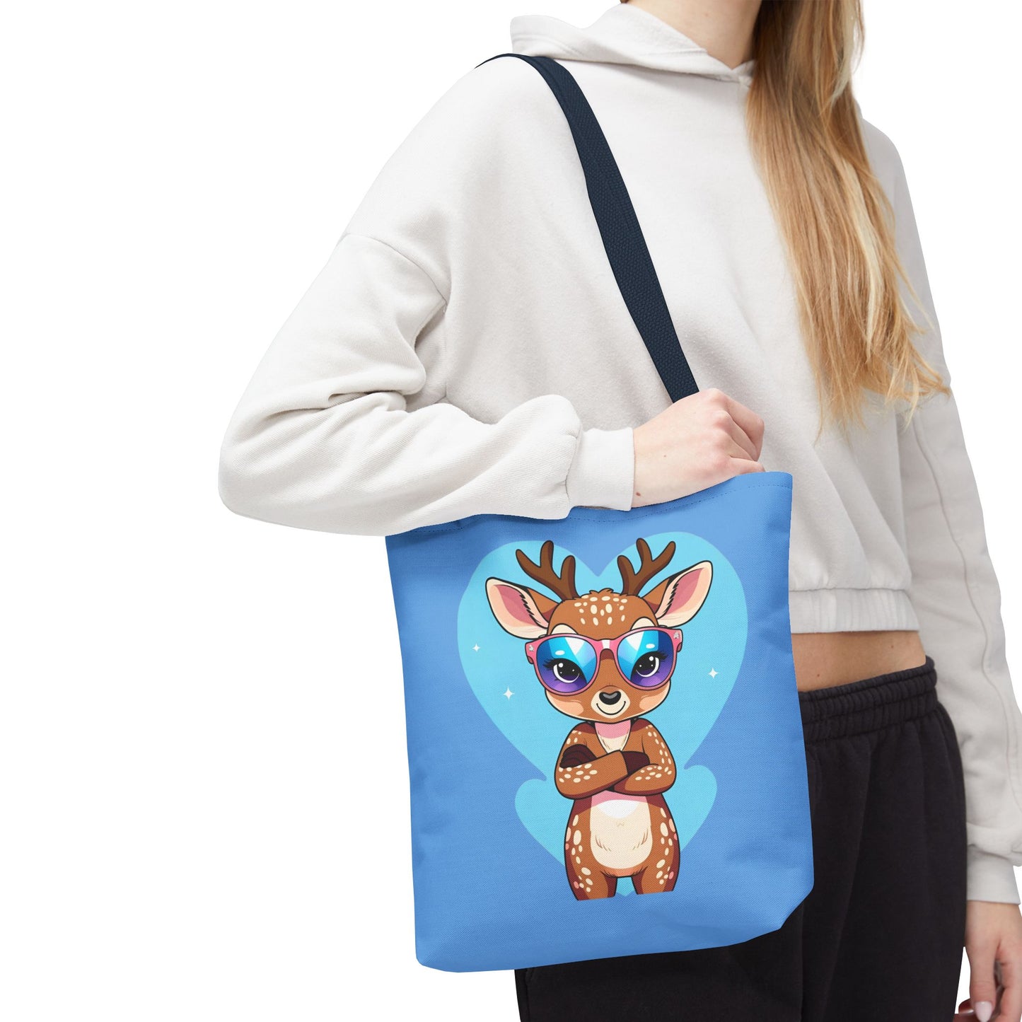 Whimsical Deer Tote Bag, Cute Animal Bag, Eco-Friendly Shopper, Adventurer Gift, Kids Bag, Animal Lover Gift, Cartoon Design