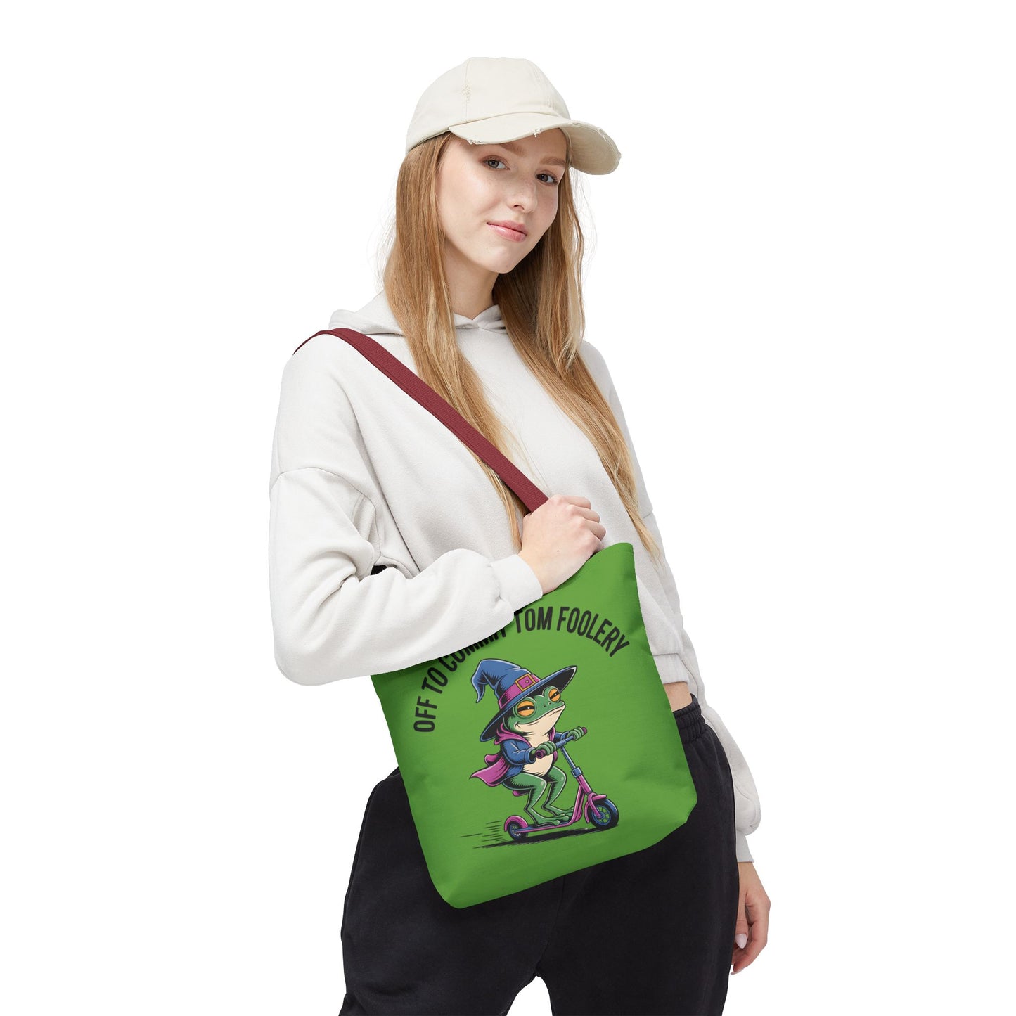 Whimsical Frog Tote Bag, Off to Commit Tom Foolery, Funny Gift, Eco-Friendly Shopping, Ideal for Parties, Casual Everyday Use