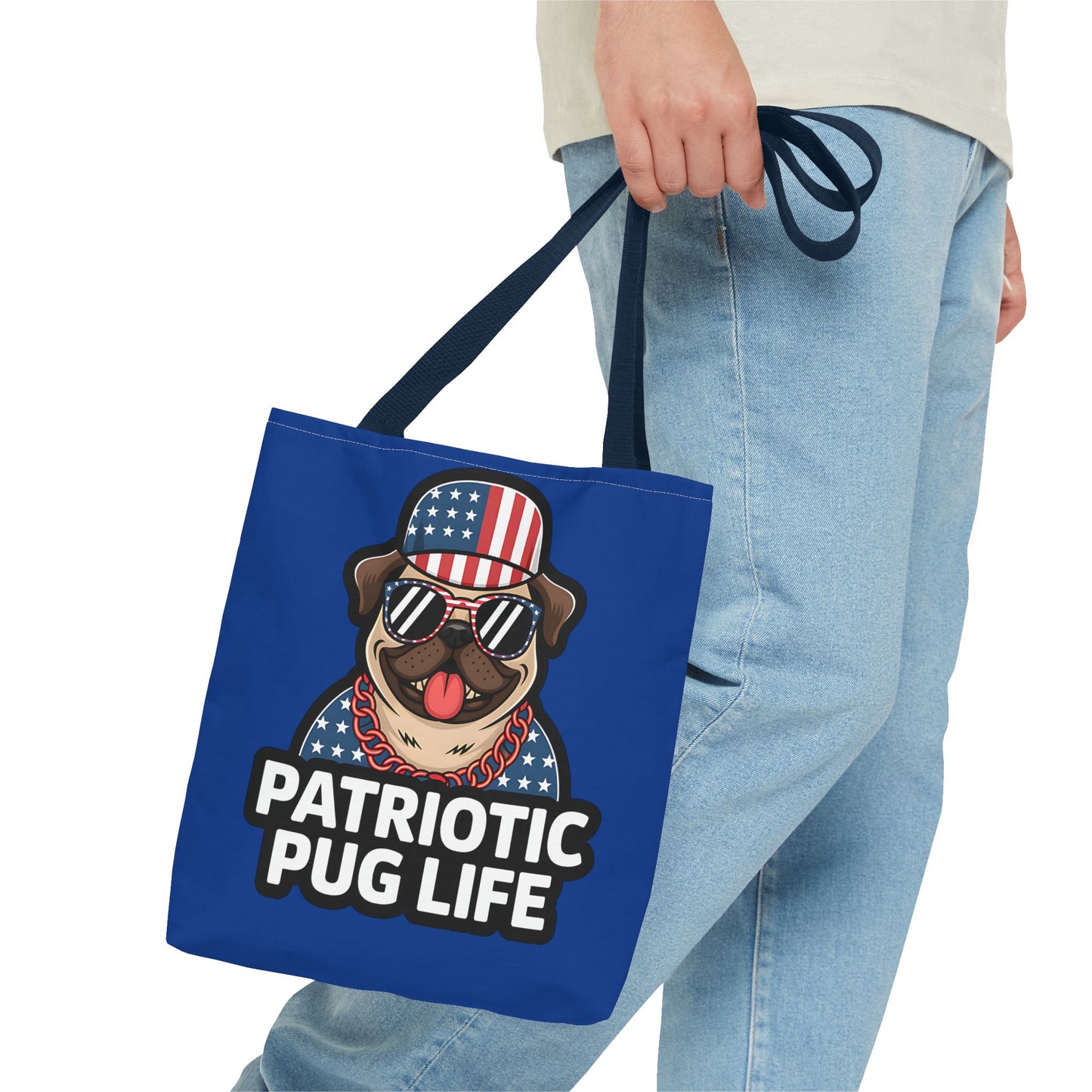 Patriotic Pug Tote Bag, Fun Dog Lover's Accessory, Perfect for Independence Day or Any Celebration