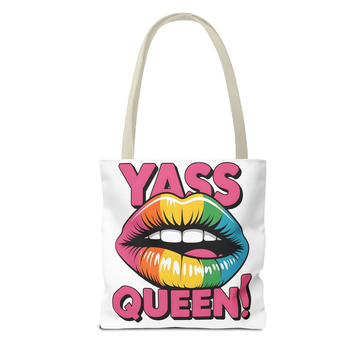 Yass Queen Tote Bag - Rainbow Lips Design for LGBTQ+ Pride and Empowerment