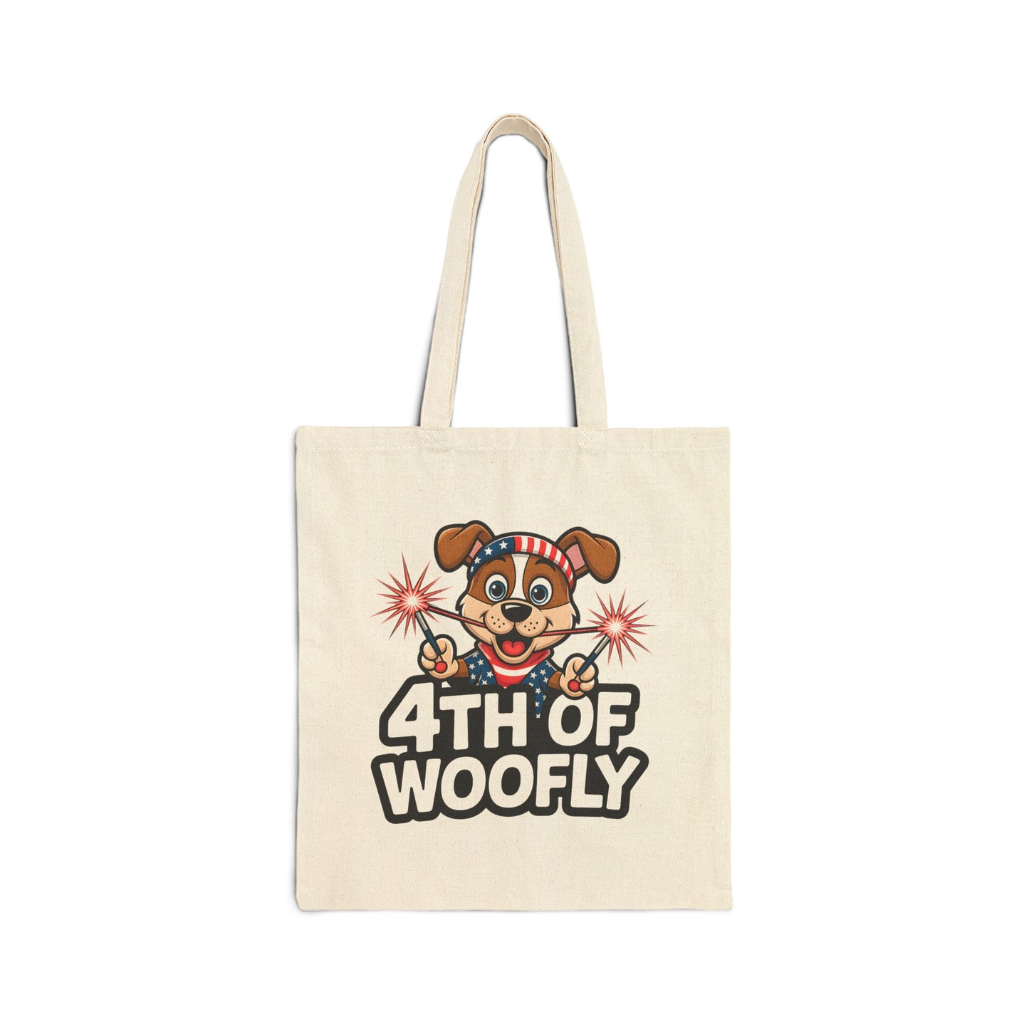 Patriotic Dog-Themed Cotton Canvas Tote Bag, 4th of July Shopping Bag, Cute Pet Lover Gift, Summer Totes, Eco-Friendly Bags