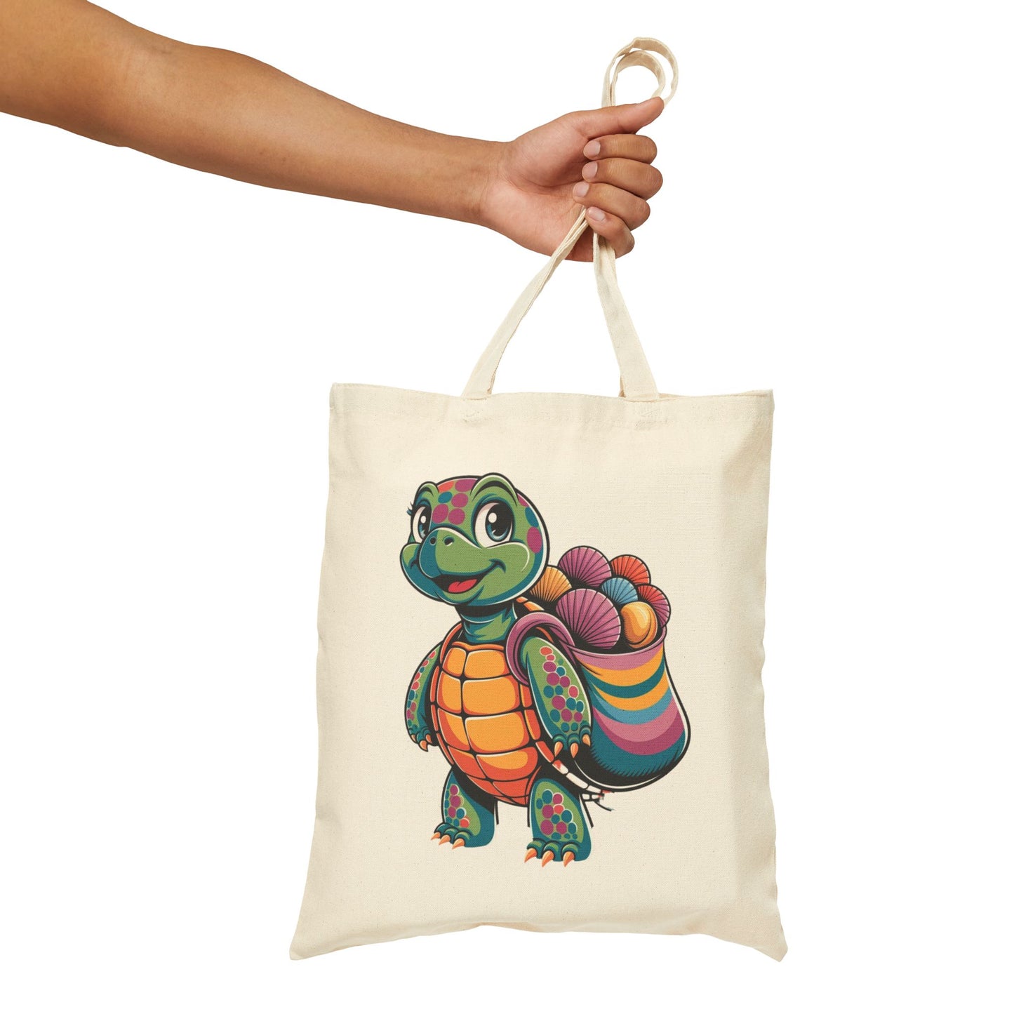 Colorful Turtle Canvas Tote Bag | Eco-Friendly Shopping, Beach Bag, Craft Tote, Gift for Nature Lovers, Earth Day Essentials