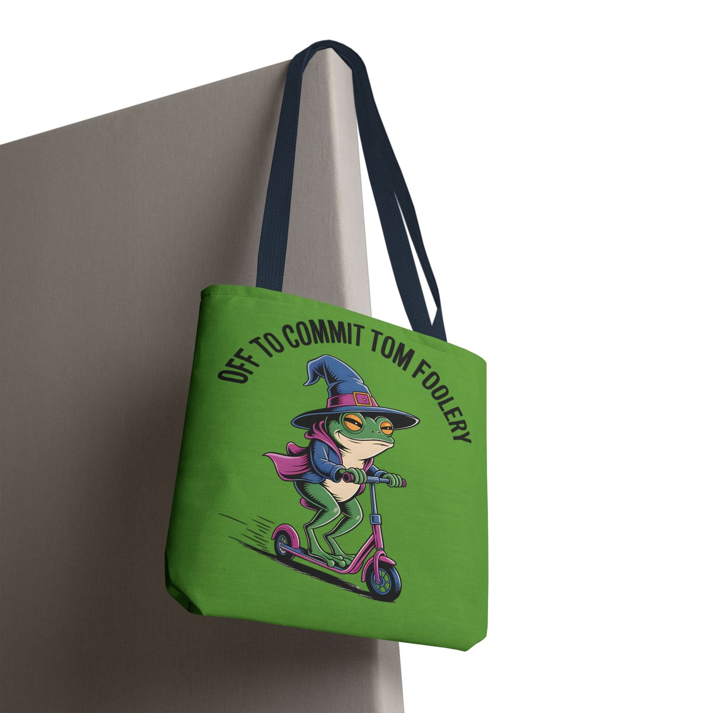 Whimsical Frog Tote Bag, Off to Commit Tom Foolery, Funny Gift, Eco-Friendly Shopping, Ideal for Parties, Casual Everyday Use