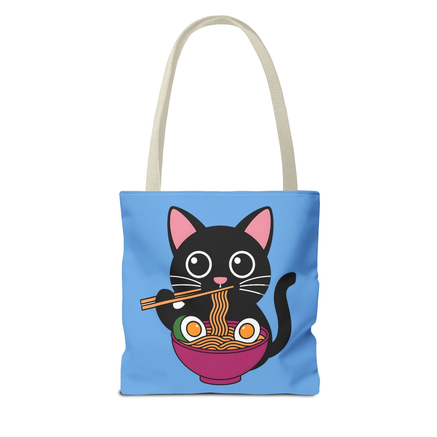 Cute Cat Noodle Tote Bag | Animal Lover Gift, Beach Bag, Shopping Tote, Foodie Accessory, Pet Lover's Bag