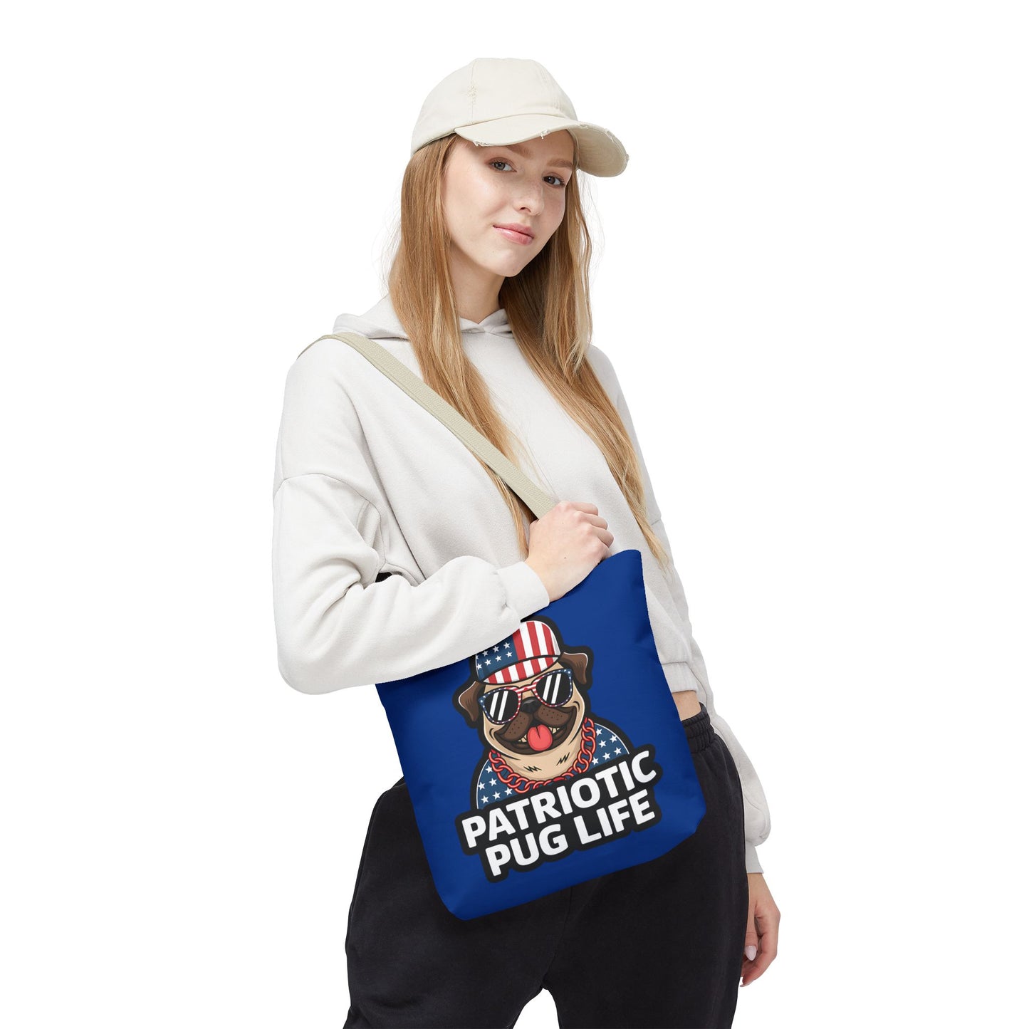 Patriotic Pug Tote Bag, Fun Dog Lover's Accessory, Perfect for Independence Day or Any Celebration