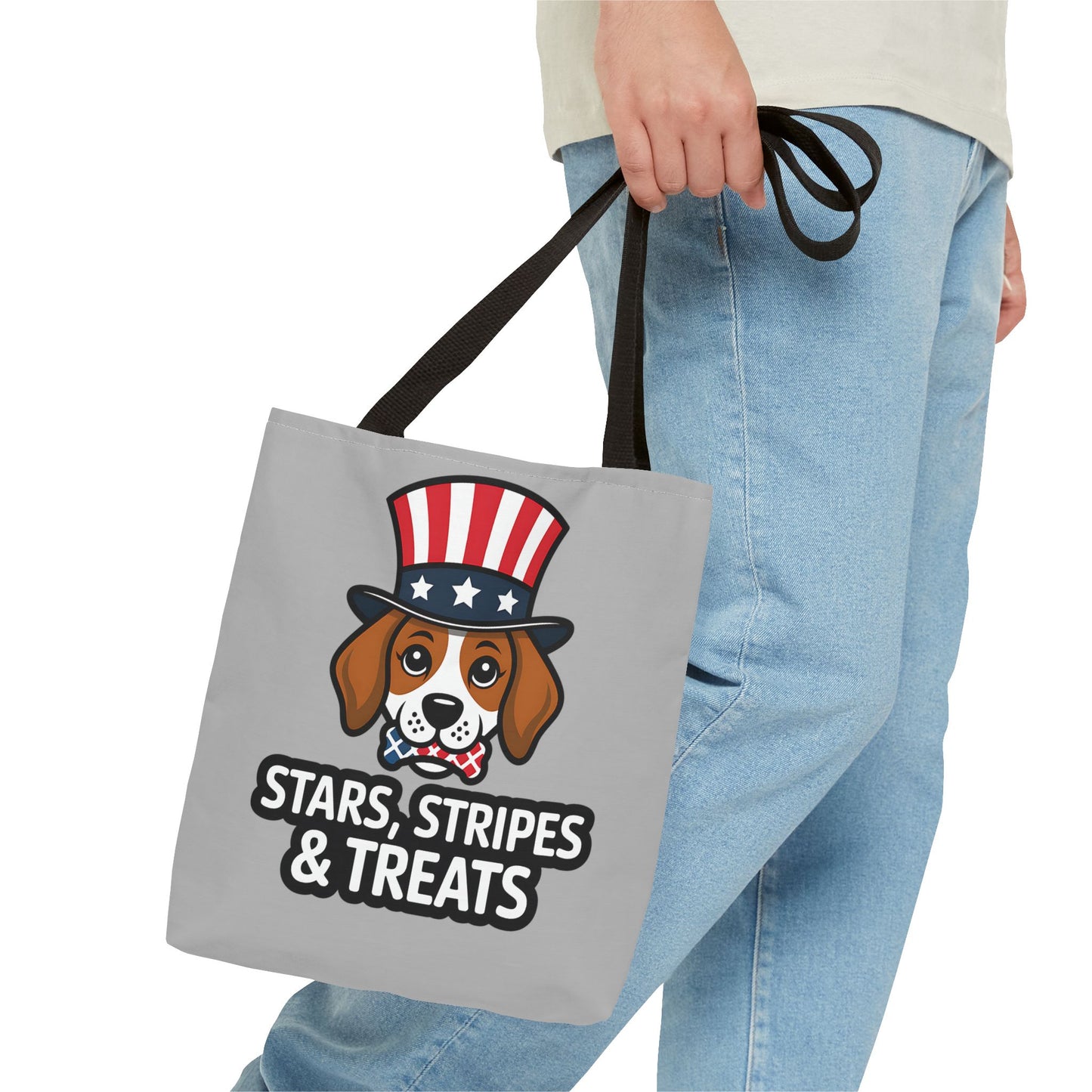 Patriotic Dog Tote Bag - Stars, Stripes & Treats - Cute Pet Lover Gift, Summer Fair, Dog Lovers, July 4th, Everyday Use