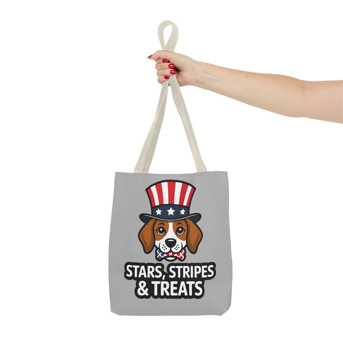 Patriotic Dog Tote Bag - Stars, Stripes & Treats - Cute Pet Lover Gift, Summer Fair, Dog Lovers, July 4th, Everyday Use