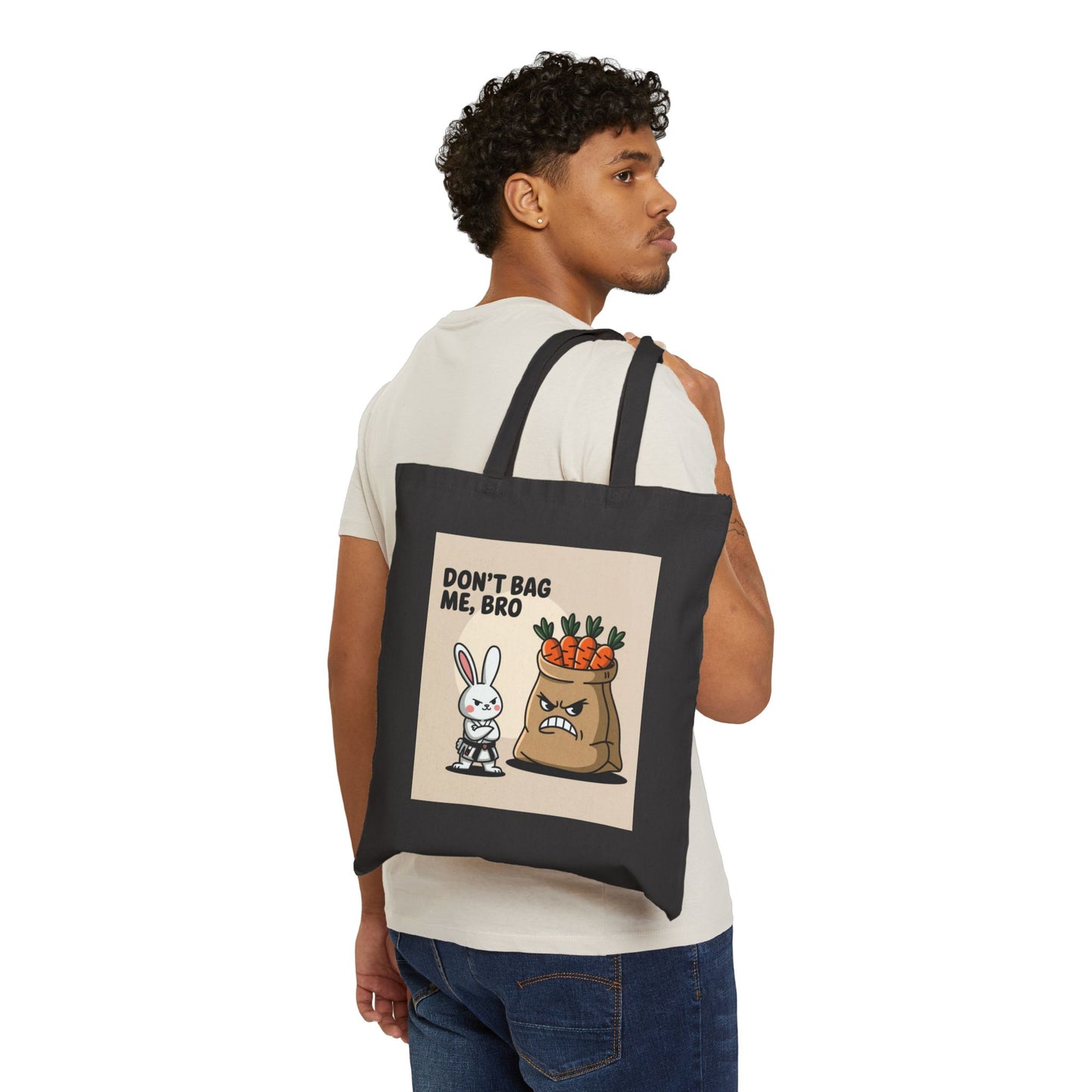 Funny Cotton Canvas Tote Bag - Don't Bag Me, Bro | Reusable Shopping Bag, Eco-Friendly Tote, Gift for Bunny Lovers, Quirky Market Bag