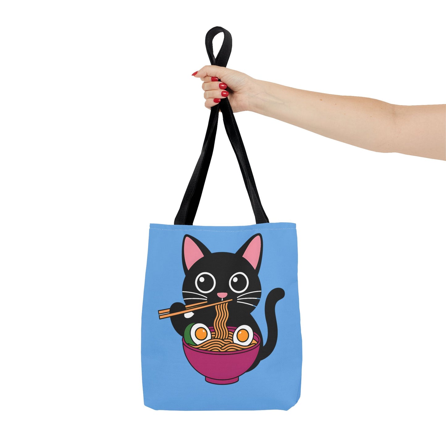 Cute Cat Noodle Tote Bag | Animal Lover Gift, Beach Bag, Shopping Tote, Foodie Accessory, Pet Lover's Bag