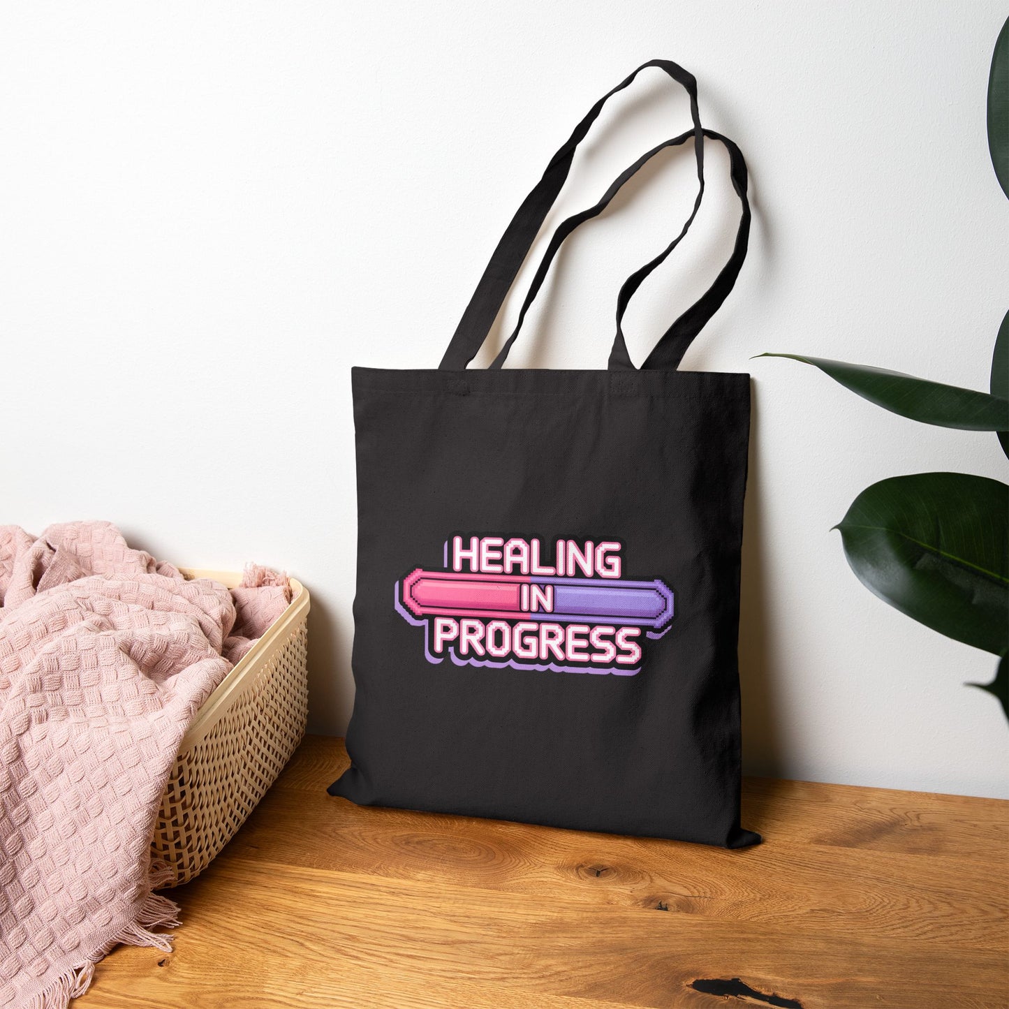 Healing in Progress Cotton Canvas Tote Bag | Eco-Friendly Bag, Inspirational Gift, Self-Care Accessory, Everyday Use, Motivational Bag