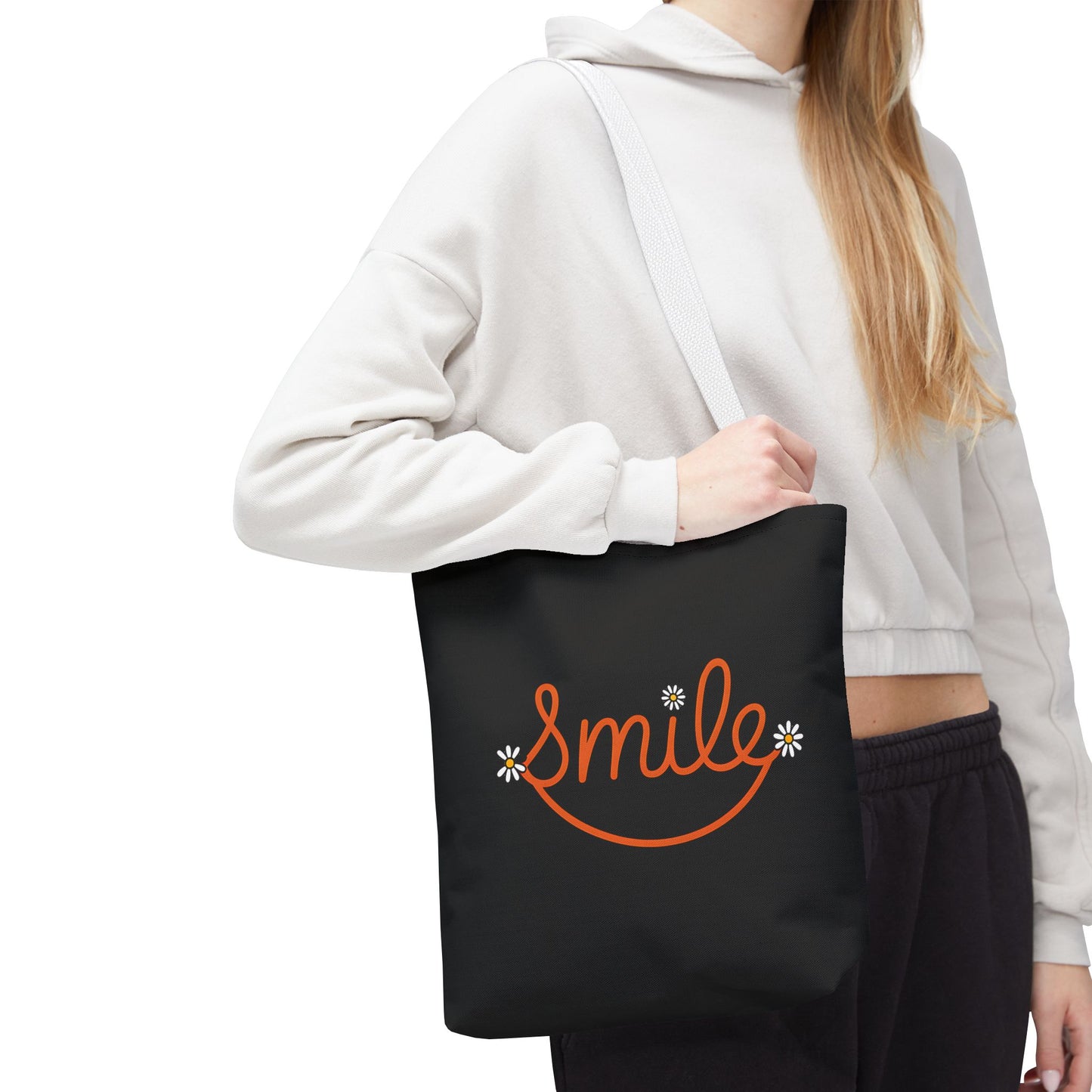 Smile Tote Bag - Cheerful Floral Design for Everyday Use