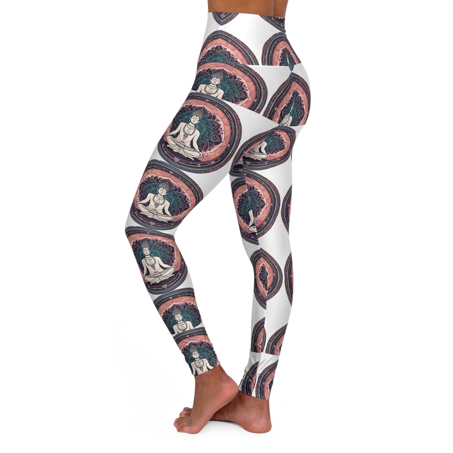 Buddha Print High Waisted Yoga Leggings - Comfortable & Stylish Activewear for Mindful Movement