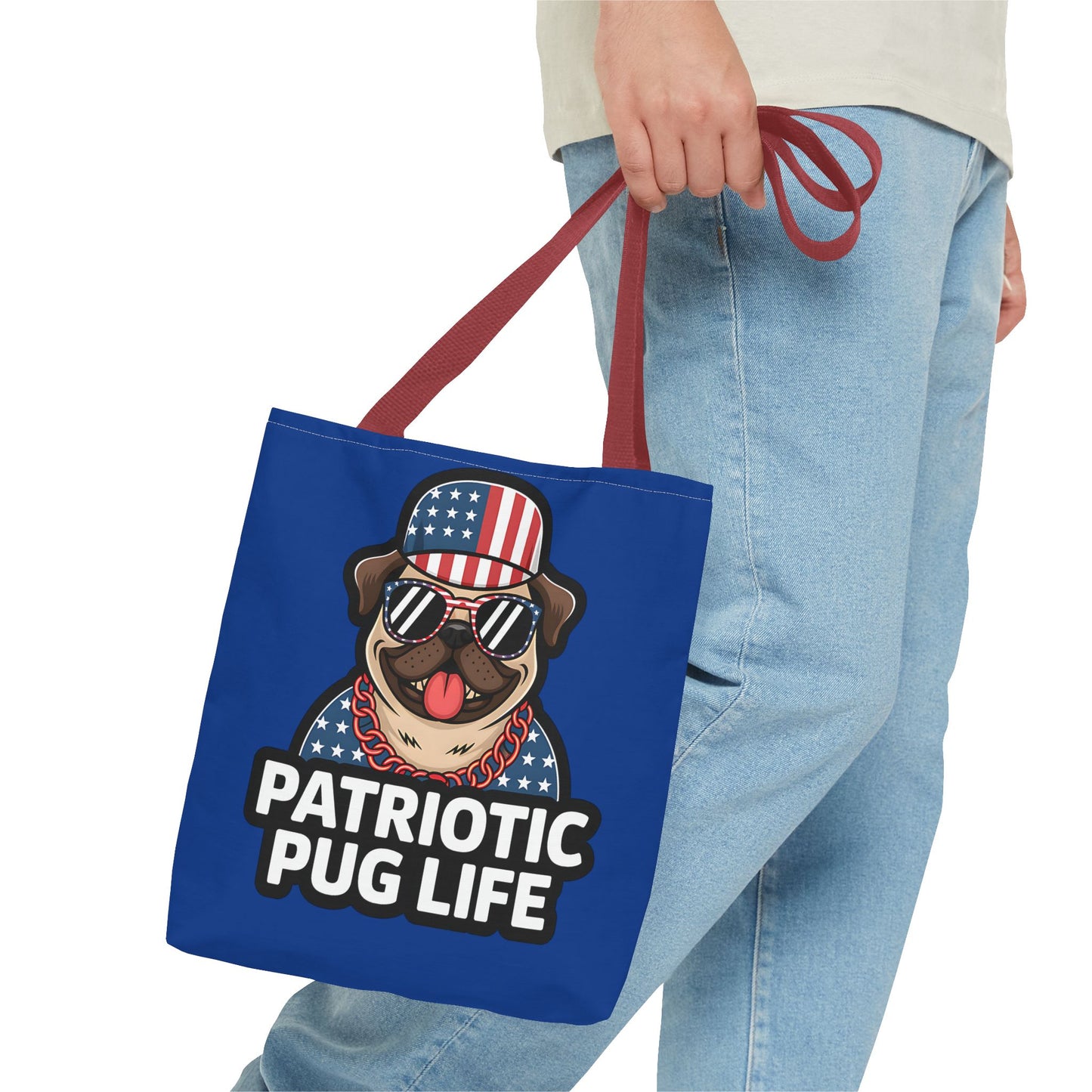 Patriotic Pug Tote Bag, Fun Dog Lover's Accessory, Perfect for Independence Day or Any Celebration