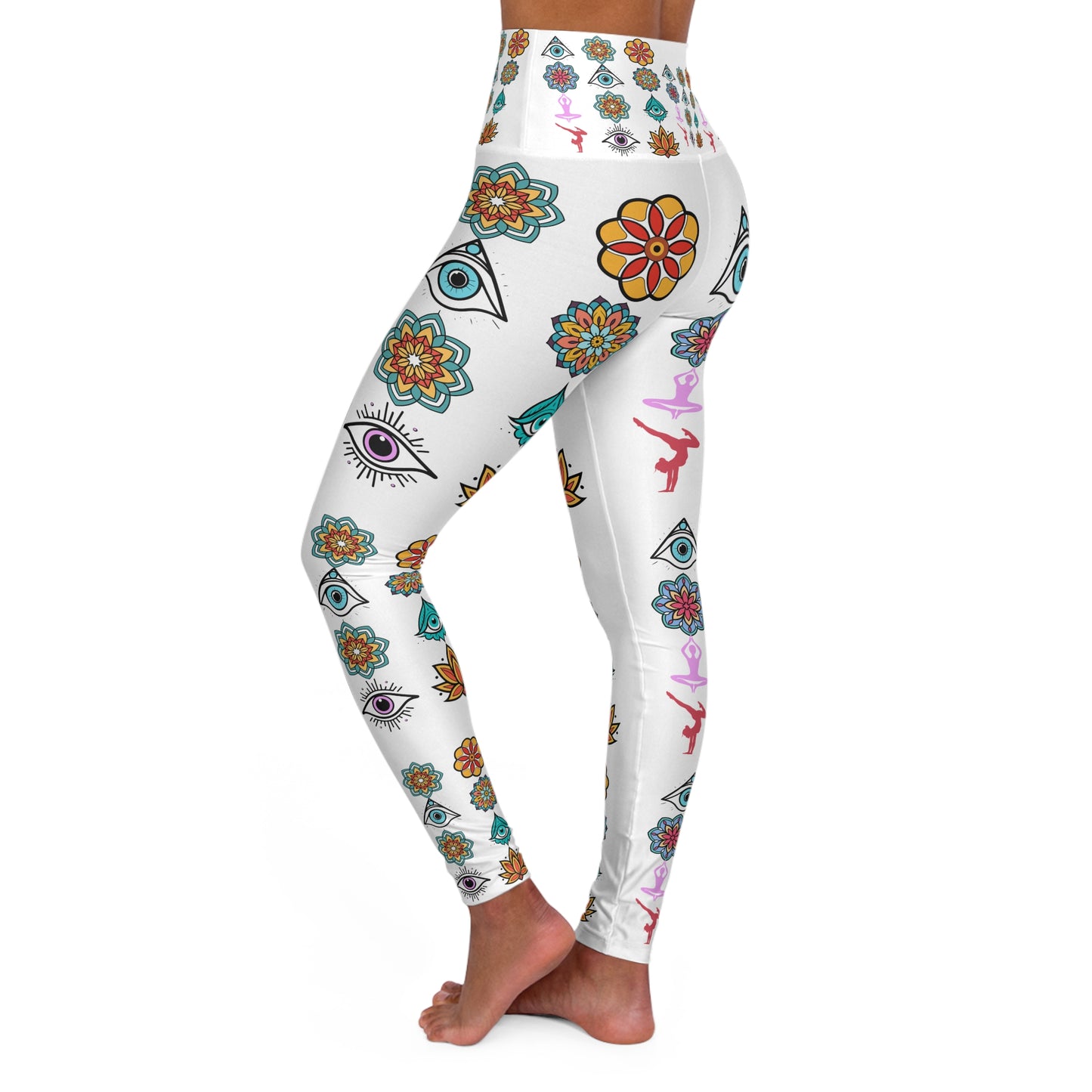 Bohemian High Waisted Yoga Leggings - Colorful Floral Design for Active Lifestyle