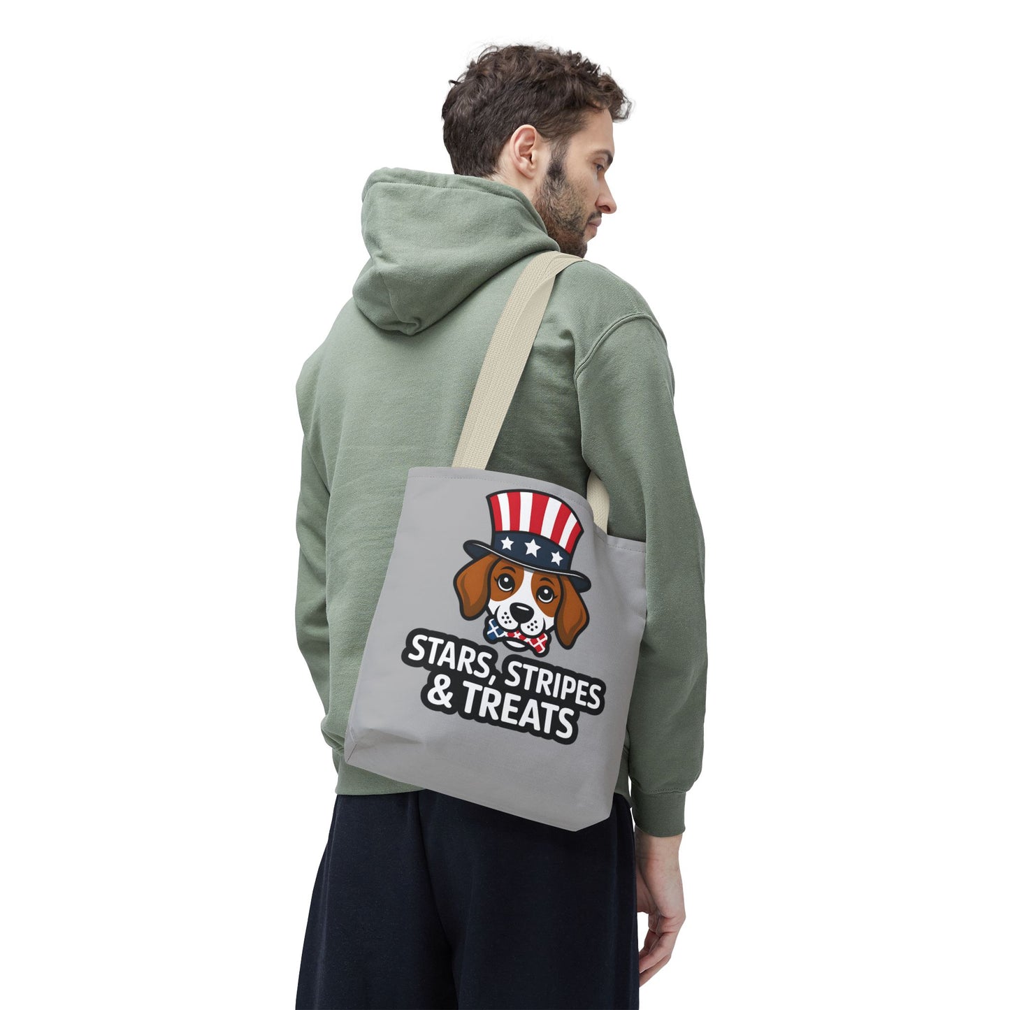 Patriotic Dog Tote Bag - Stars, Stripes & Treats - Cute Pet Lover Gift, Summer Fair, Dog Lovers, July 4th, Everyday Use