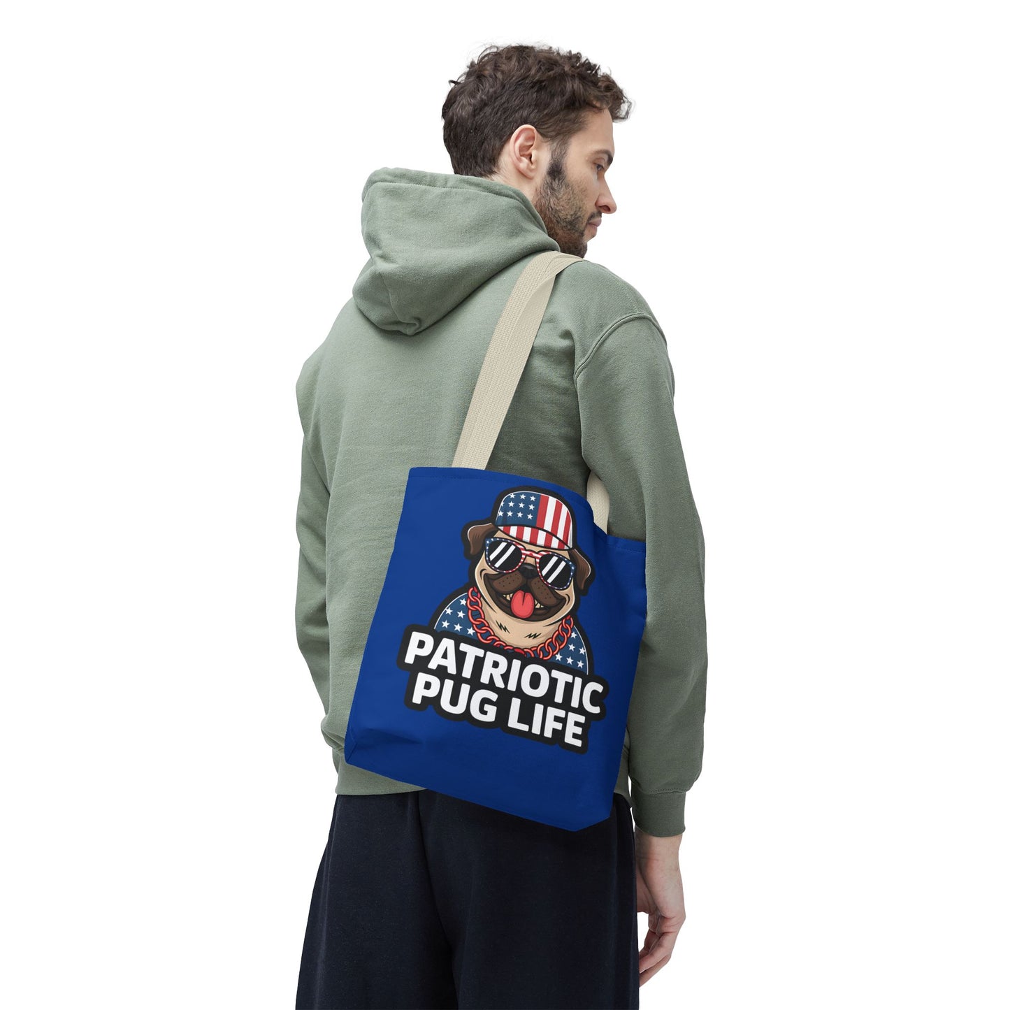 Patriotic Pug Tote Bag, Fun Dog Lover's Accessory, Perfect for Independence Day or Any Celebration