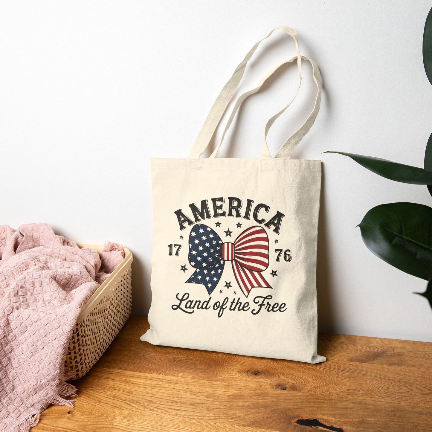 Patriotic Cotton Canvas Tote Bag | Perfect for Independence Day, 4th of July, Everyday Use, Eco-Friendly Shopping, USA Lover Gift