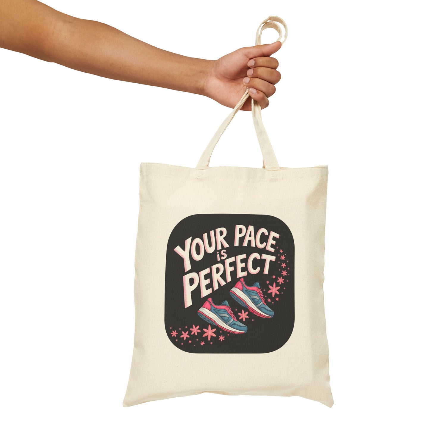 Your Pace is Perfect Tote Bag, Motivational Canvas Bag for Runners, Eco-Friendly Shopping Tote, Gym Bag, Gift for Athletes