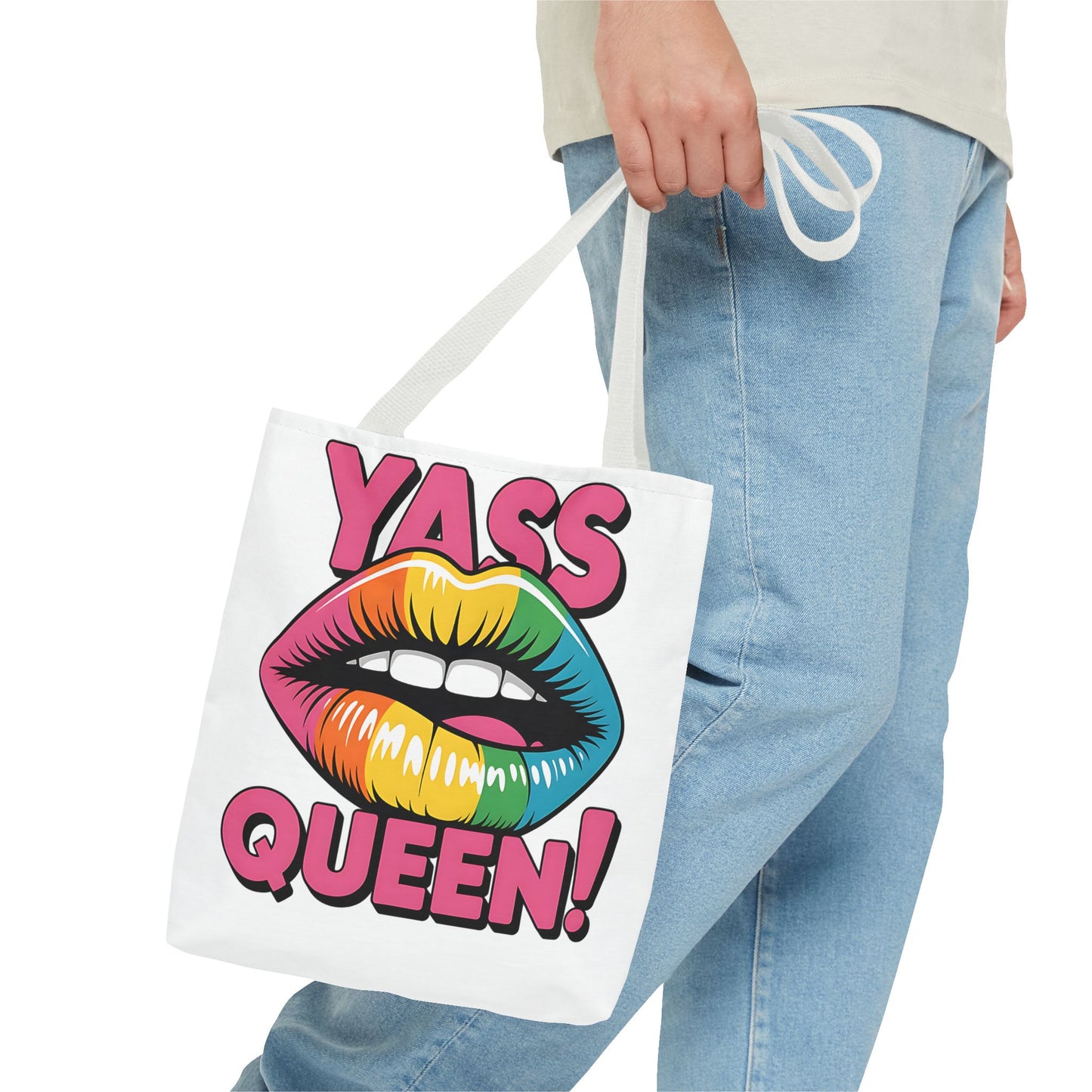 Yass Queen Tote Bag - Rainbow Lips Design for LGBTQ+ Pride and Empowerment