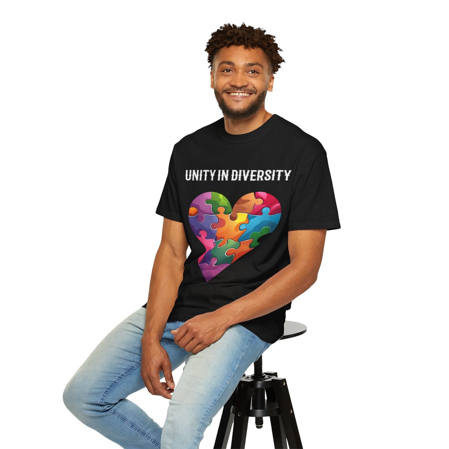 Unity in Diversity T-Shirt, Unisex Graphic Tee, Puzzle Heart Design, LGBTQ+ Pride Wear, Gift for Friends, Rainbow Colors
