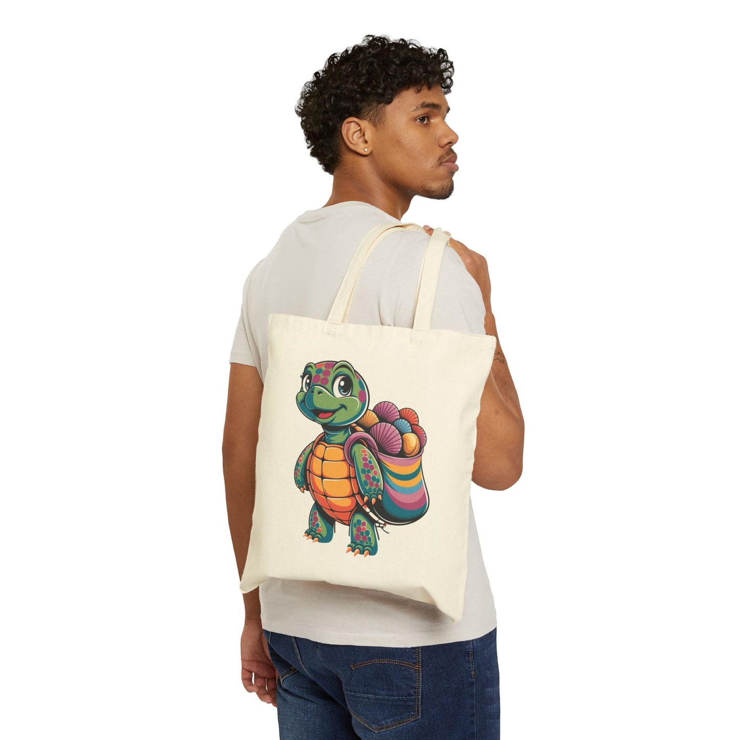 Colorful Turtle Canvas Tote Bag | Eco-Friendly Shopping, Beach Bag, Craft Tote, Gift for Nature Lovers, Earth Day Essentials