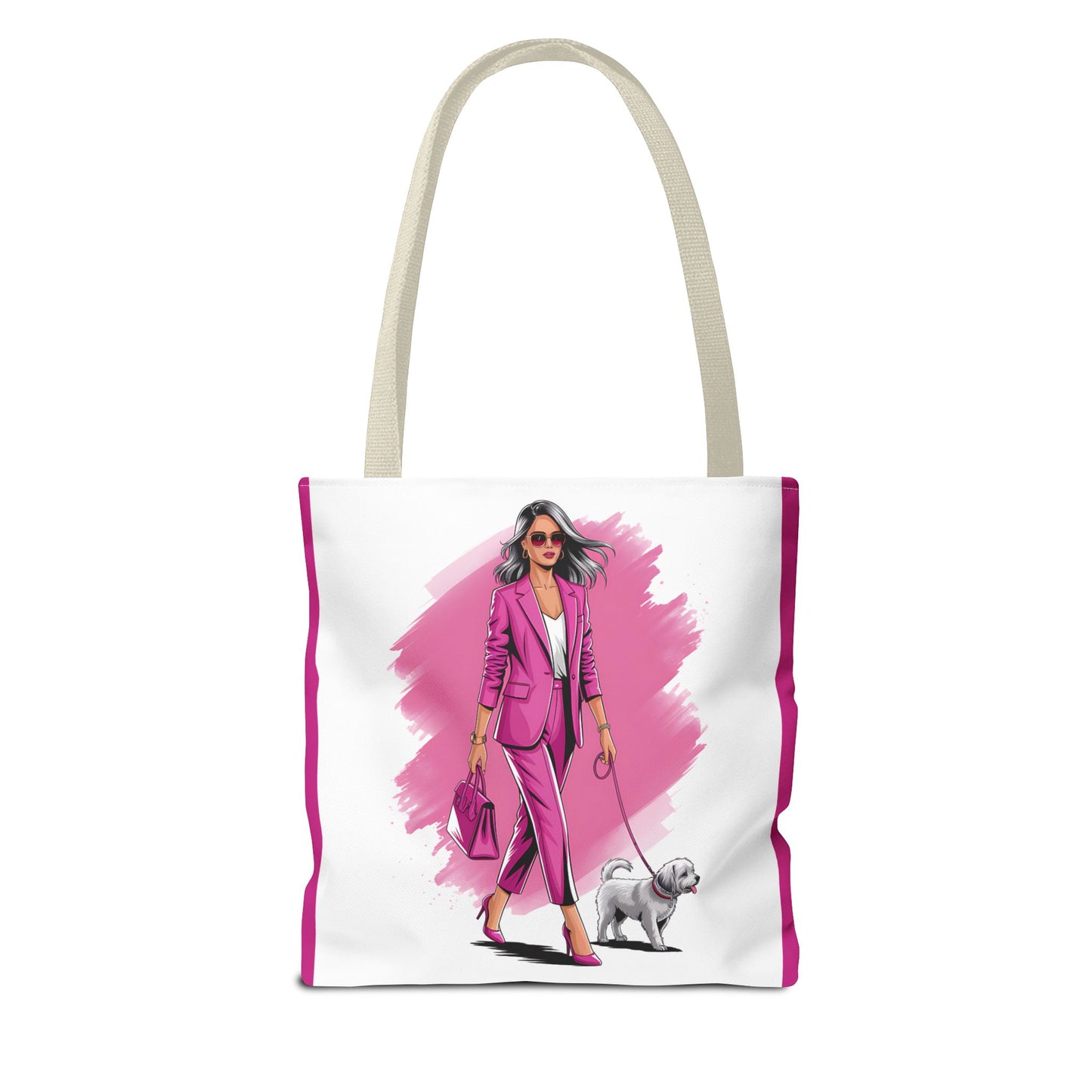 Chic Dog Walker Tote Bag, Fashionable Tote, Pink Tote, Pet Lover Gift, Stylish Shopping Bag, Daily Use Bag, Trendy Handbag