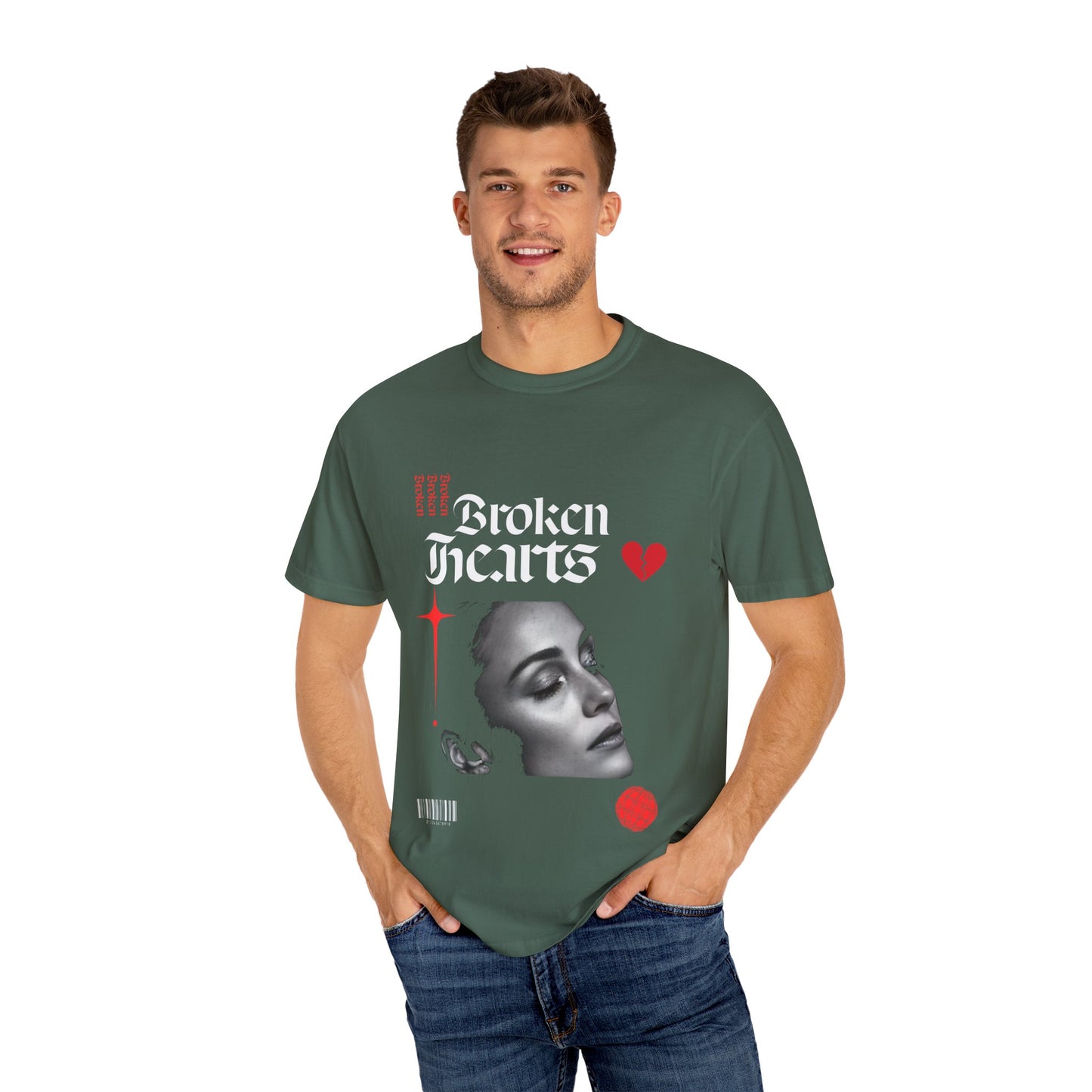 Broken Hearts Unisex Garment-Dyed T-Shirt - Trendy Graphic Tee for Casual Looks