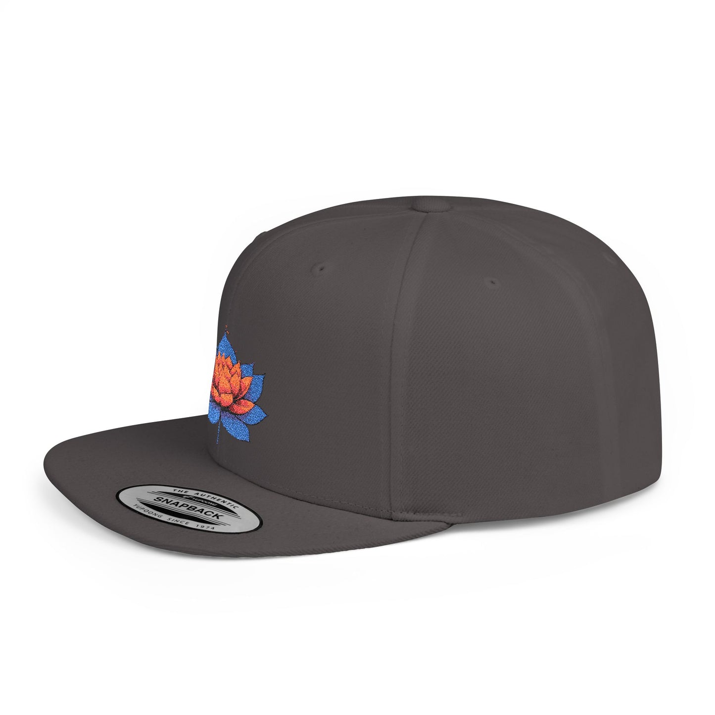 Lotus Flower Flat Bill Snapback Cap - Stylish & Versatile