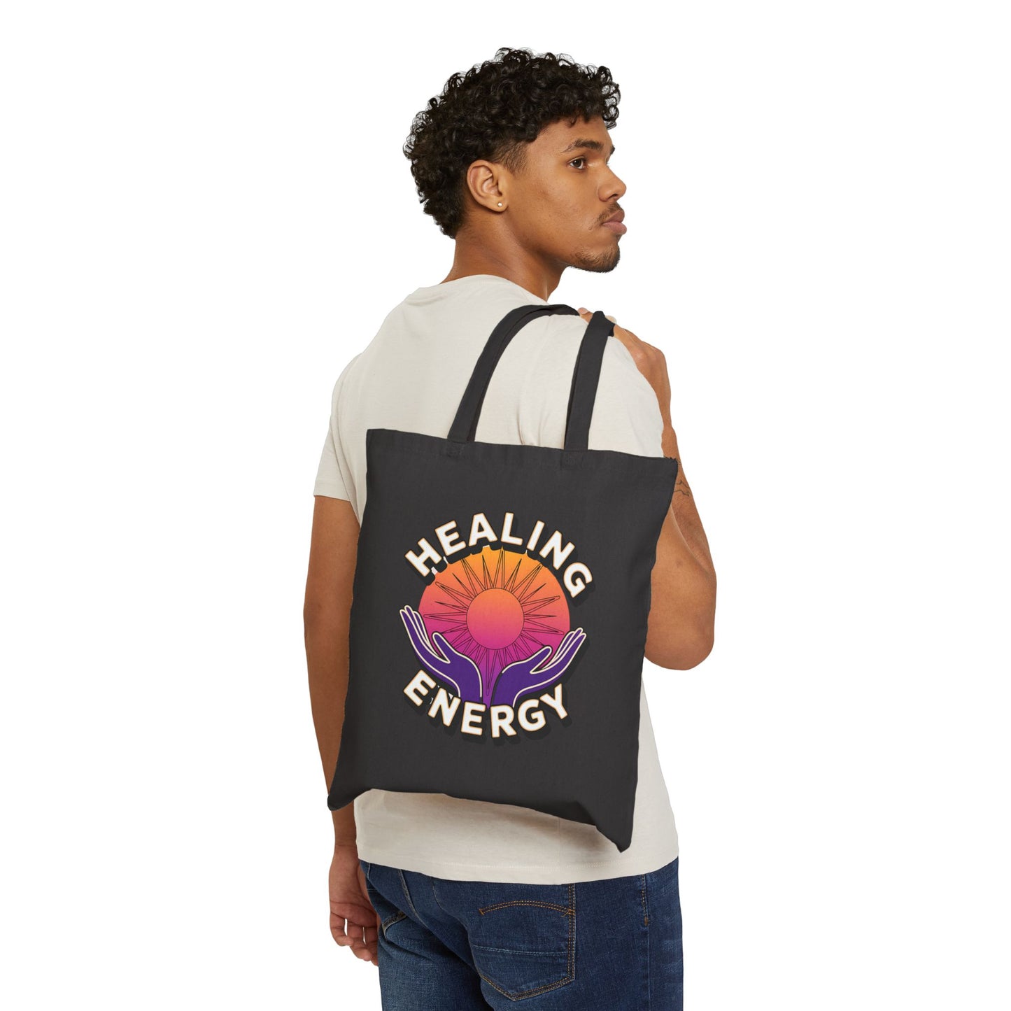 Healing Energy Tote Bag | Eco-Friendly Shopper, Yoga Bag, Gift for Wellness, Nature Lover, Conscious Living
