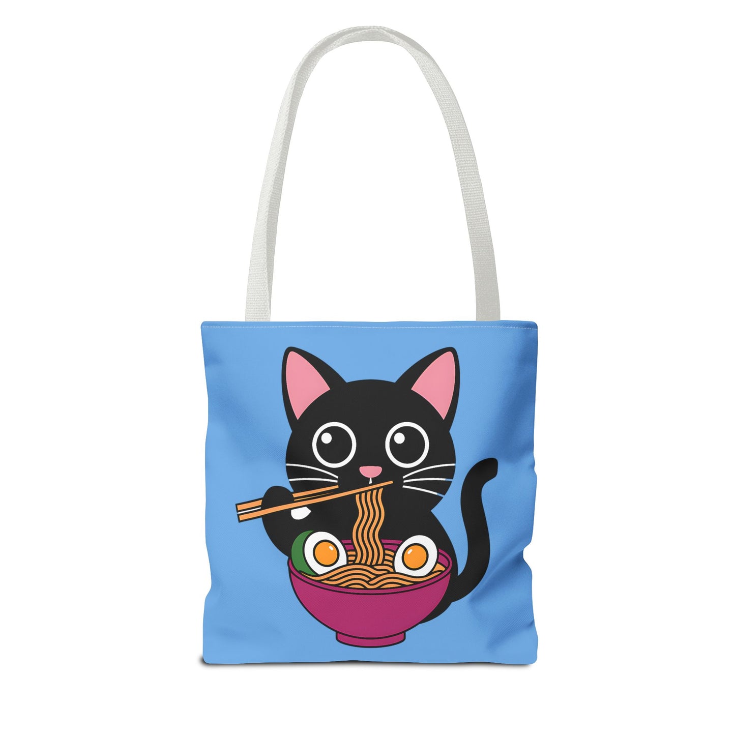 Cute Cat Noodle Tote Bag | Animal Lover Gift, Beach Bag, Shopping Tote, Foodie Accessory, Pet Lover's Bag
