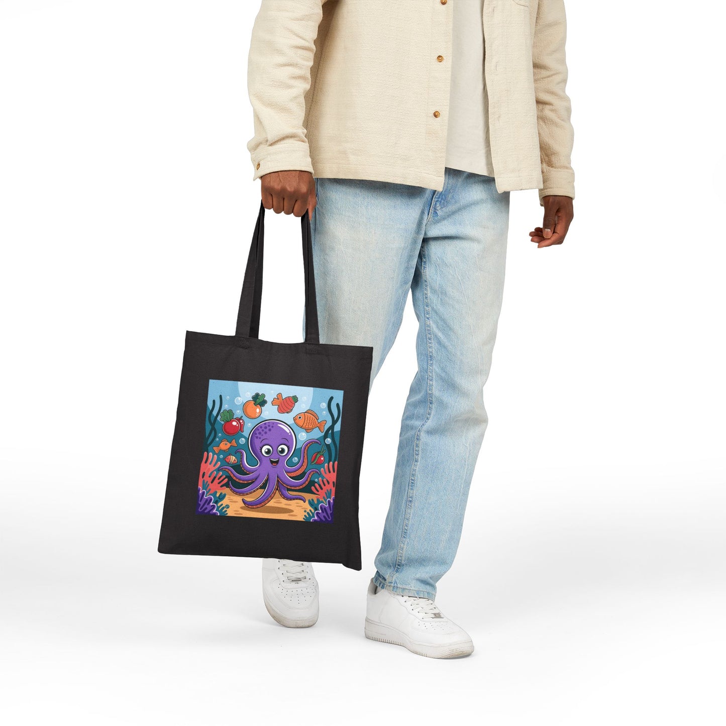 Cute Octopus Tote Bag, Eco-Friendly Shopping Bag, Beach Bag, Gift for Ocean Lovers, Reusable Canvas Tote, Fun Marine Life Art