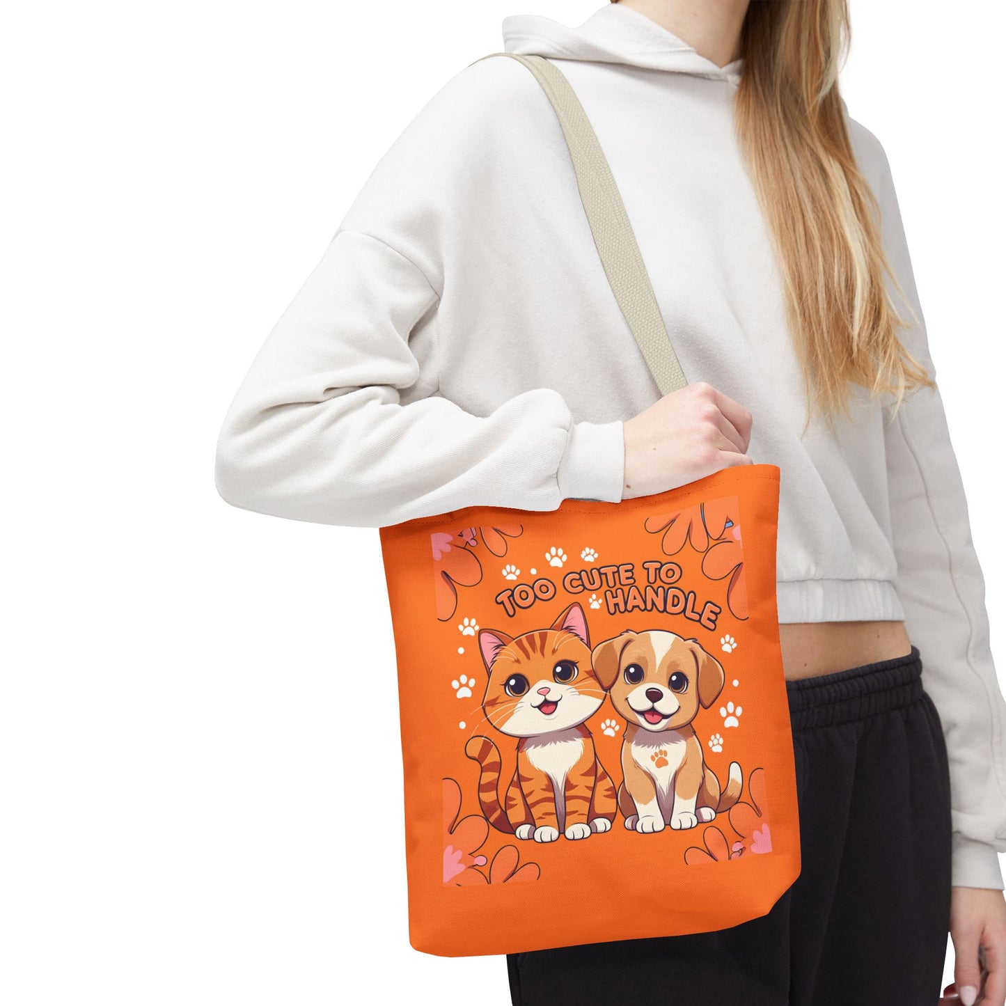 Adorable Pet Lovers Tote Bag, Cute Cat and Dog Design, Perfect Gift for Animal Lovers, Everyday Carry, Pet Adoption Day