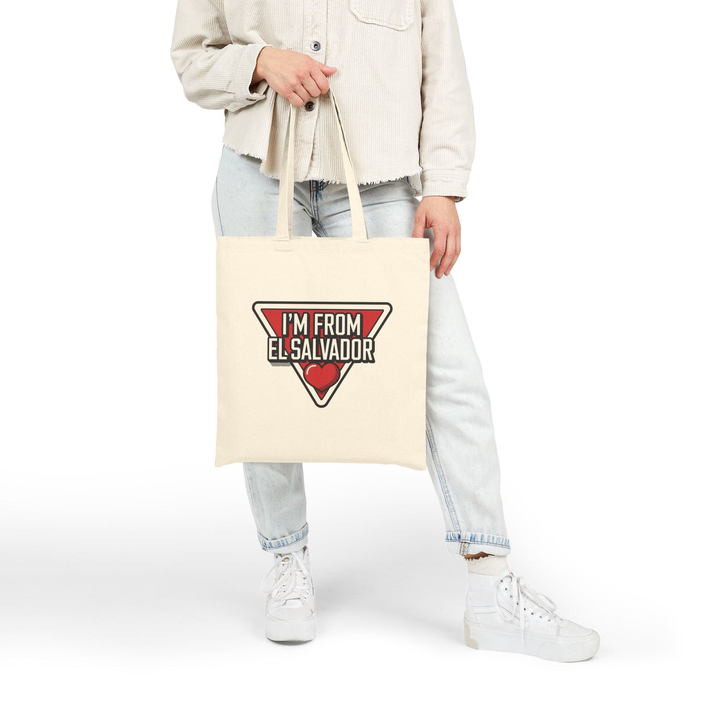 El Salvador Pride Cotton Canvas Tote Bag, Eco-Friendly Shopper, Great for Travel, Culture Events, Gifts for Friends, Beach Bag