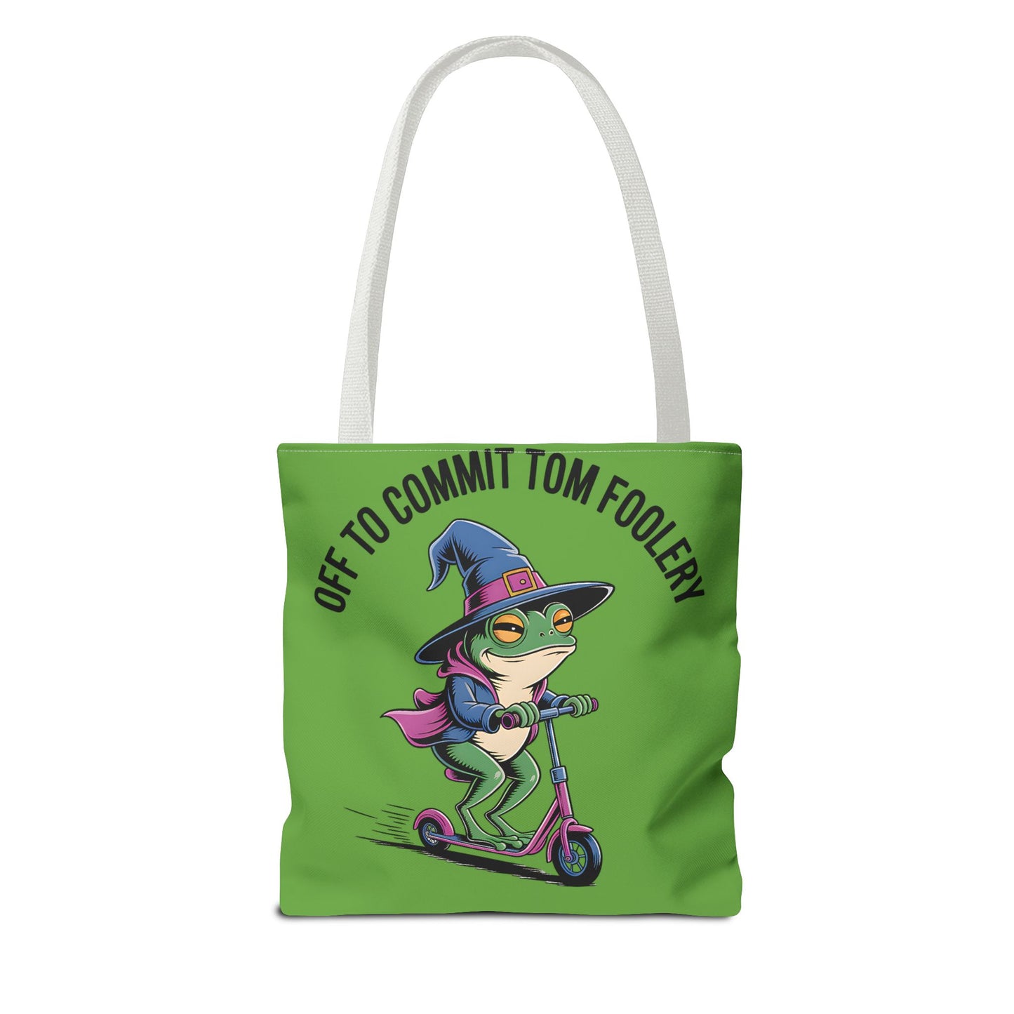 Whimsical Frog Tote Bag, Off to Commit Tom Foolery, Funny Gift, Eco-Friendly Shopping, Ideal for Parties, Casual Everyday Use