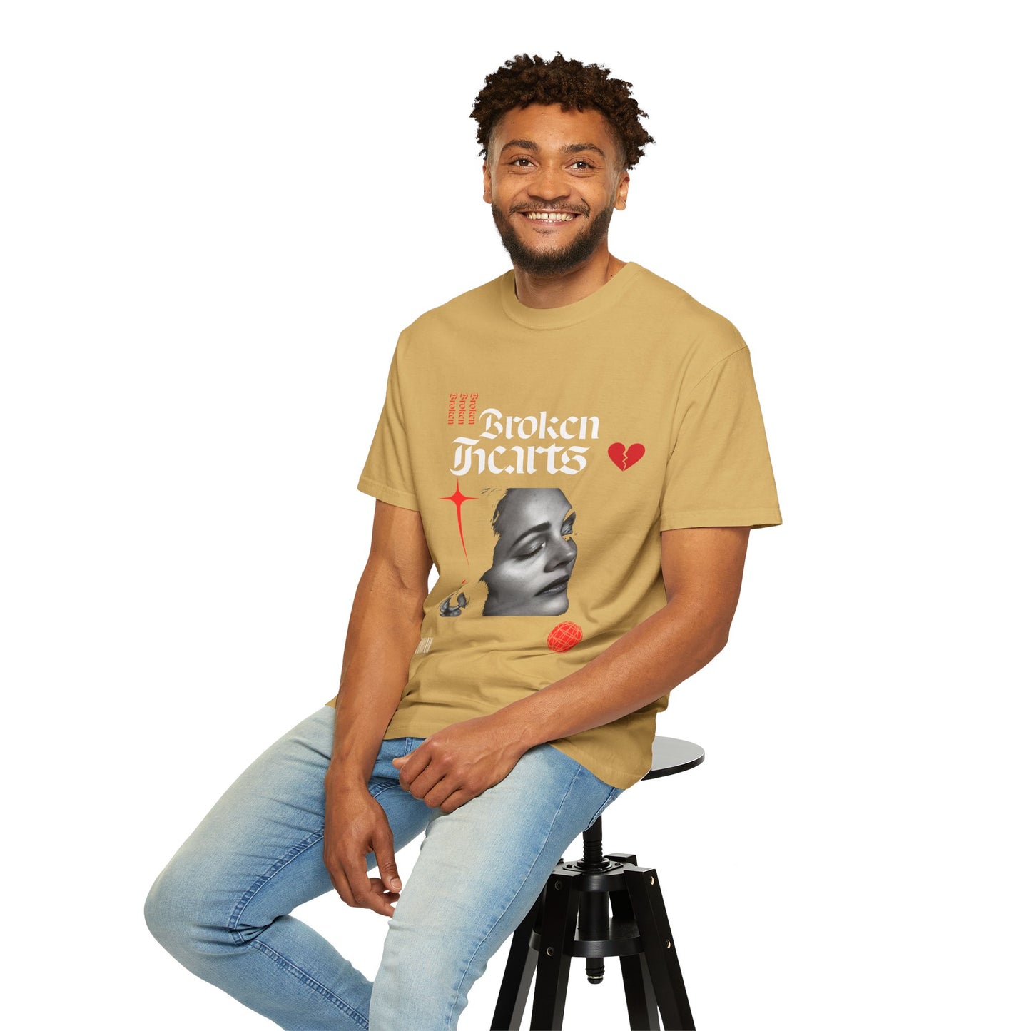 Broken Hearts Unisex Garment-Dyed T-Shirt - Trendy Graphic Tee for Casual Looks