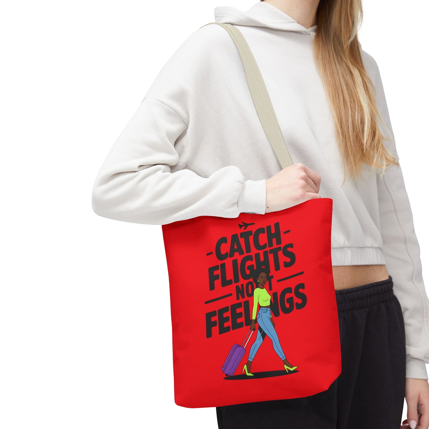 Catch Flights Not Feelings Tote Bag | Travel Gift, Vacation Accessory, Summer Beach Bag, Stylish Shopping Tote, Gift for Travelers