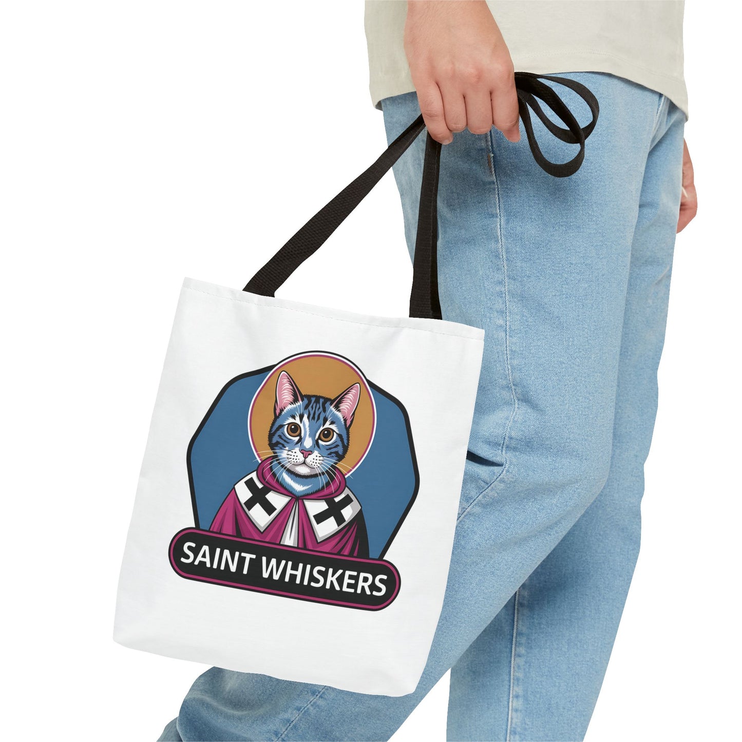 Saint Whiskers Cat Tote Bag - Cute & Quirky Cat Lover Bag