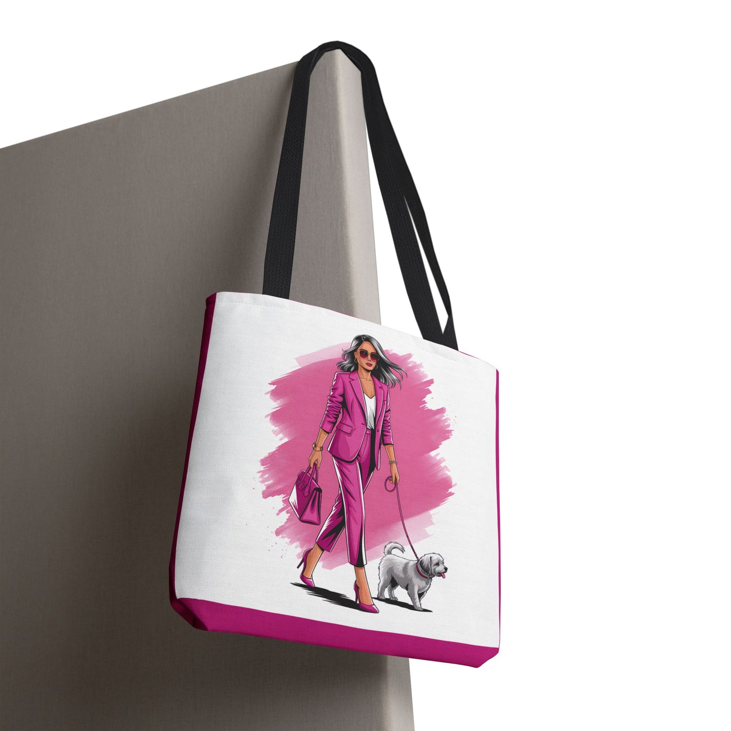 Chic Dog Walker Tote Bag, Fashionable Tote, Pink Tote, Pet Lover Gift, Stylish Shopping Bag, Daily Use Bag, Trendy Handbag