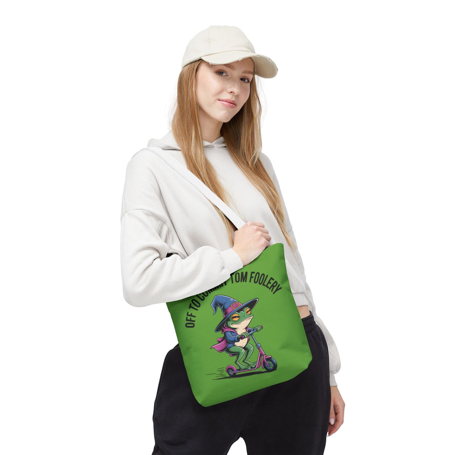 Whimsical Frog Tote Bag, Off to Commit Tom Foolery, Funny Gift, Eco-Friendly Shopping, Ideal for Parties, Casual Everyday Use