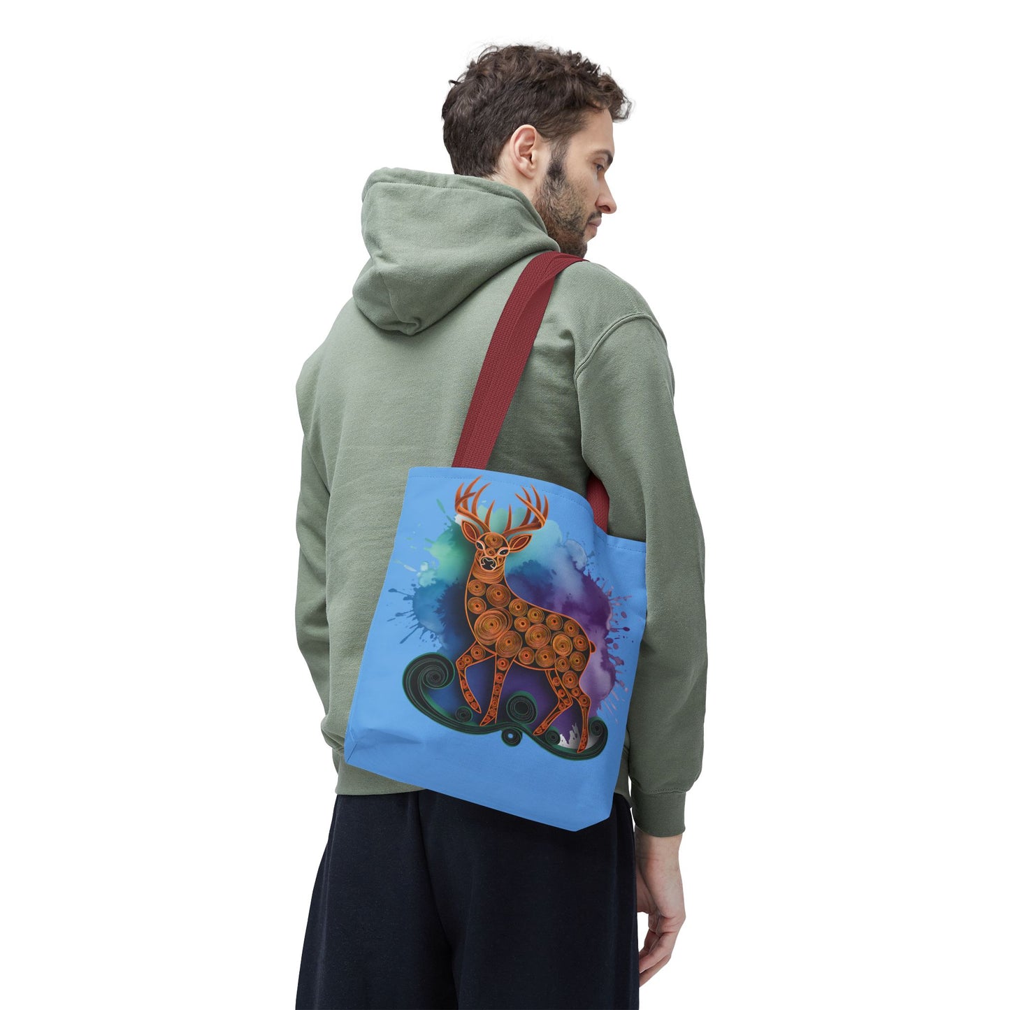 Bohemian Deer Tote Bag, Eco-Friendly Shopping Bag, Colorful Canvas Shoulder Bag, Gift for Nature Lovers, Unique Reusable Tote