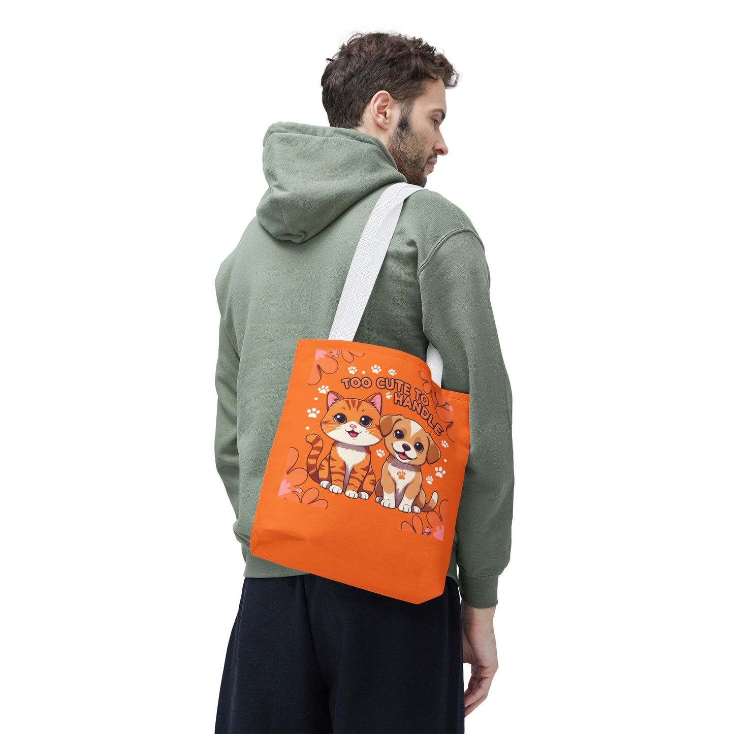 Adorable Pet Lovers Tote Bag, Cute Cat and Dog Design, Perfect Gift for Animal Lovers, Everyday Carry, Pet Adoption Day