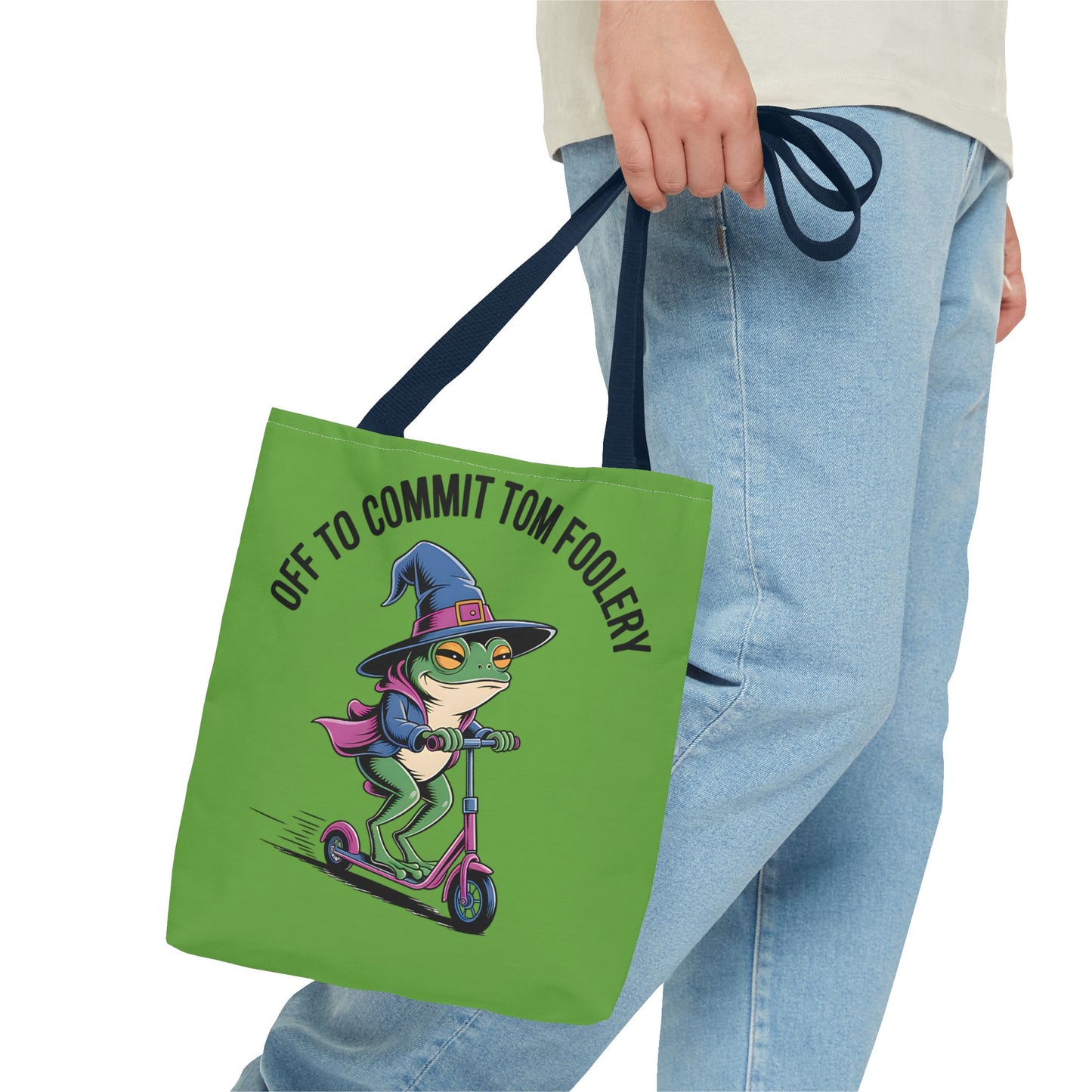 Whimsical Frog Tote Bag, Off to Commit Tom Foolery, Funny Gift, Eco-Friendly Shopping, Ideal for Parties, Casual Everyday Use
