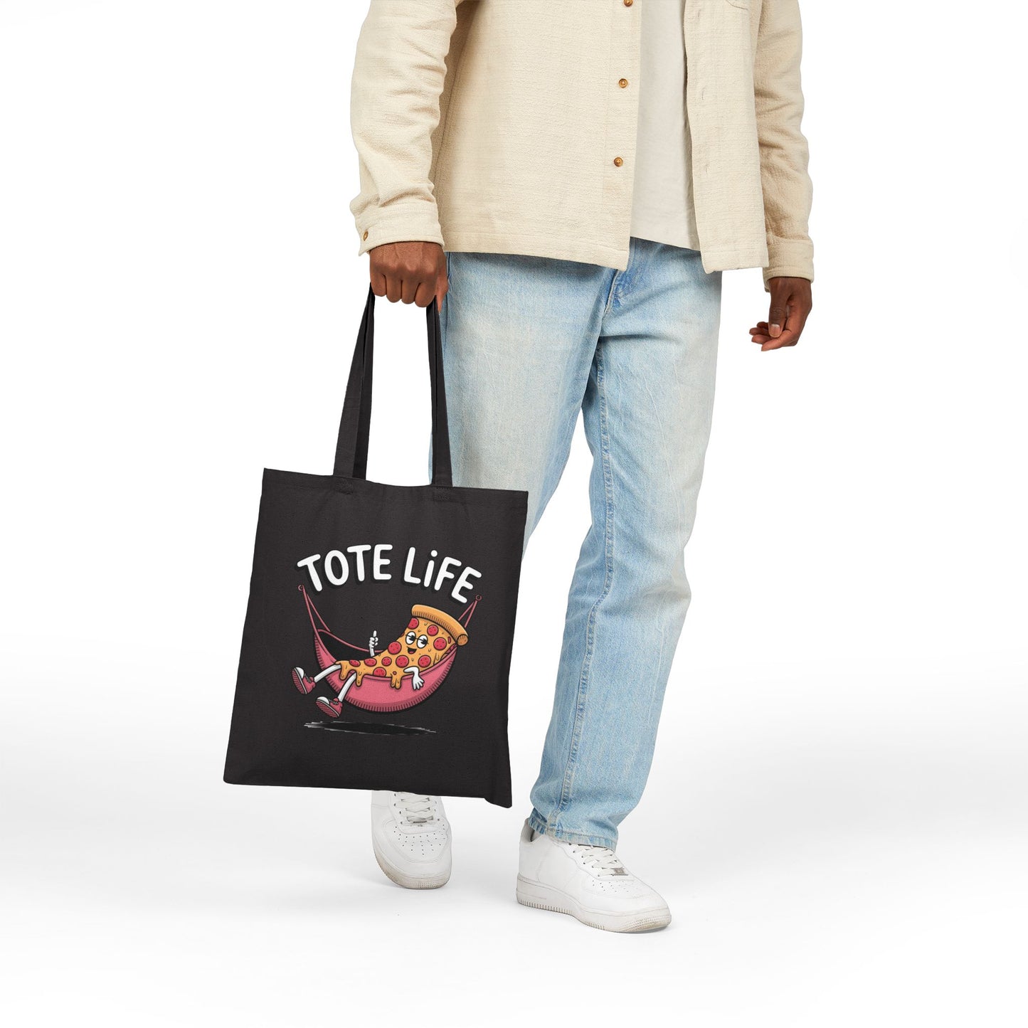 Pizza Lover's Cotton Canvas Tote Bag - Fun, Durable, Eco-Friendly Gift for Foodies, Shopping, Beach, or Grocery