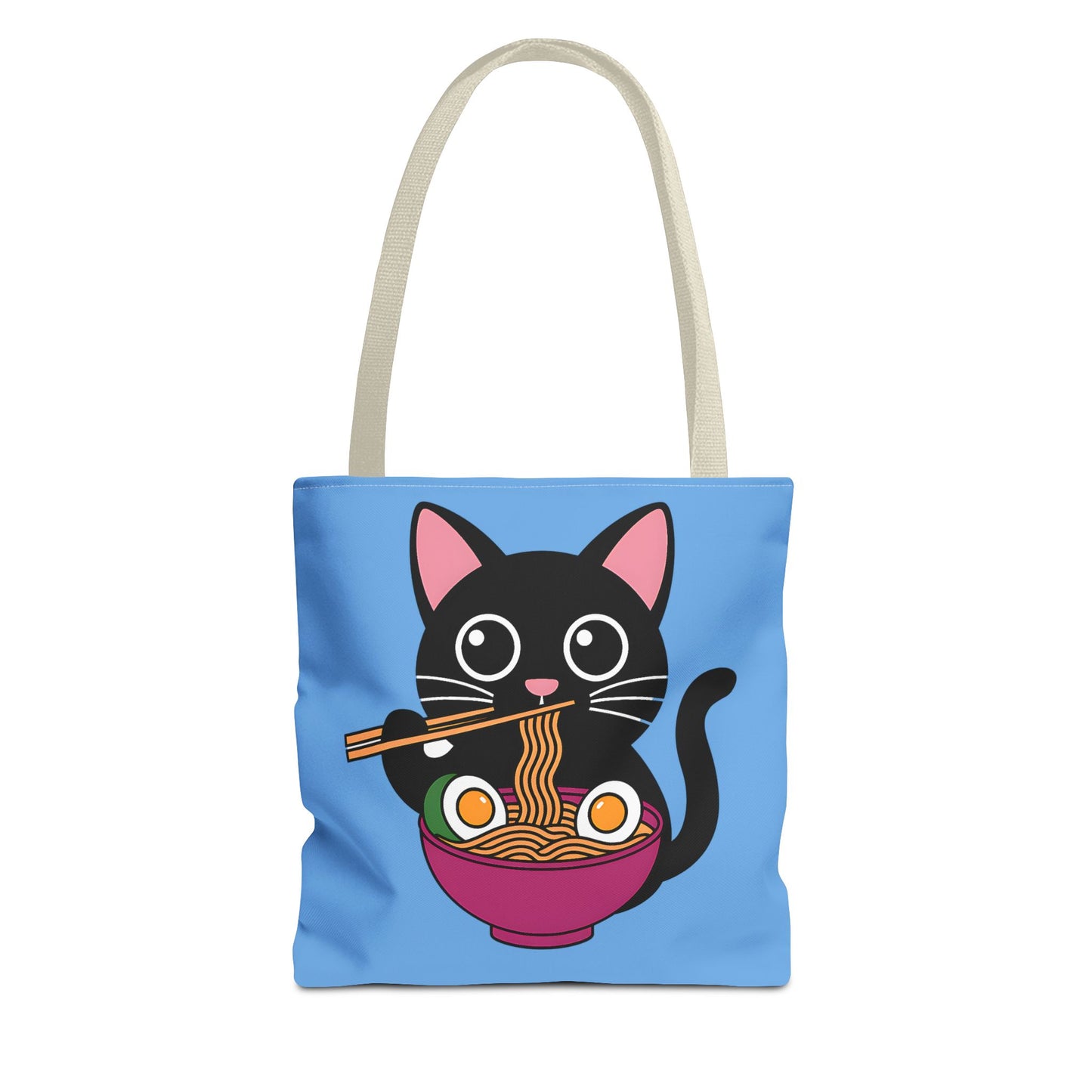 Cute Cat Noodle Tote Bag | Animal Lover Gift, Beach Bag, Shopping Tote, Foodie Accessory, Pet Lover's Bag