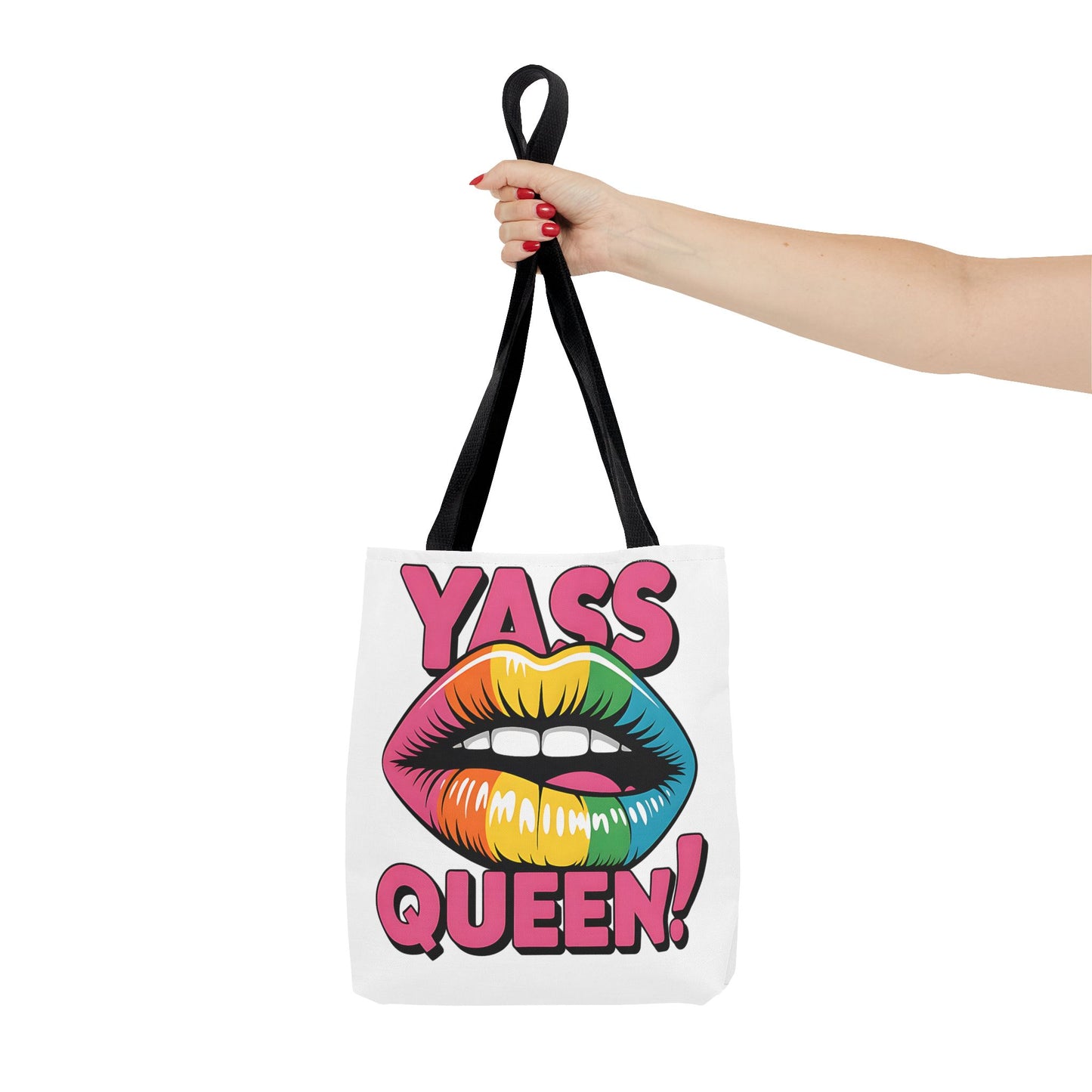 Yass Queen Tote Bag - Rainbow Lips Design for LGBTQ+ Pride and Empowerment