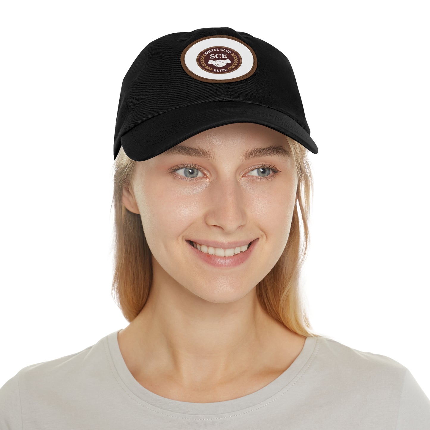 Custom Round Leather Patch Dad Hat for Casual Style