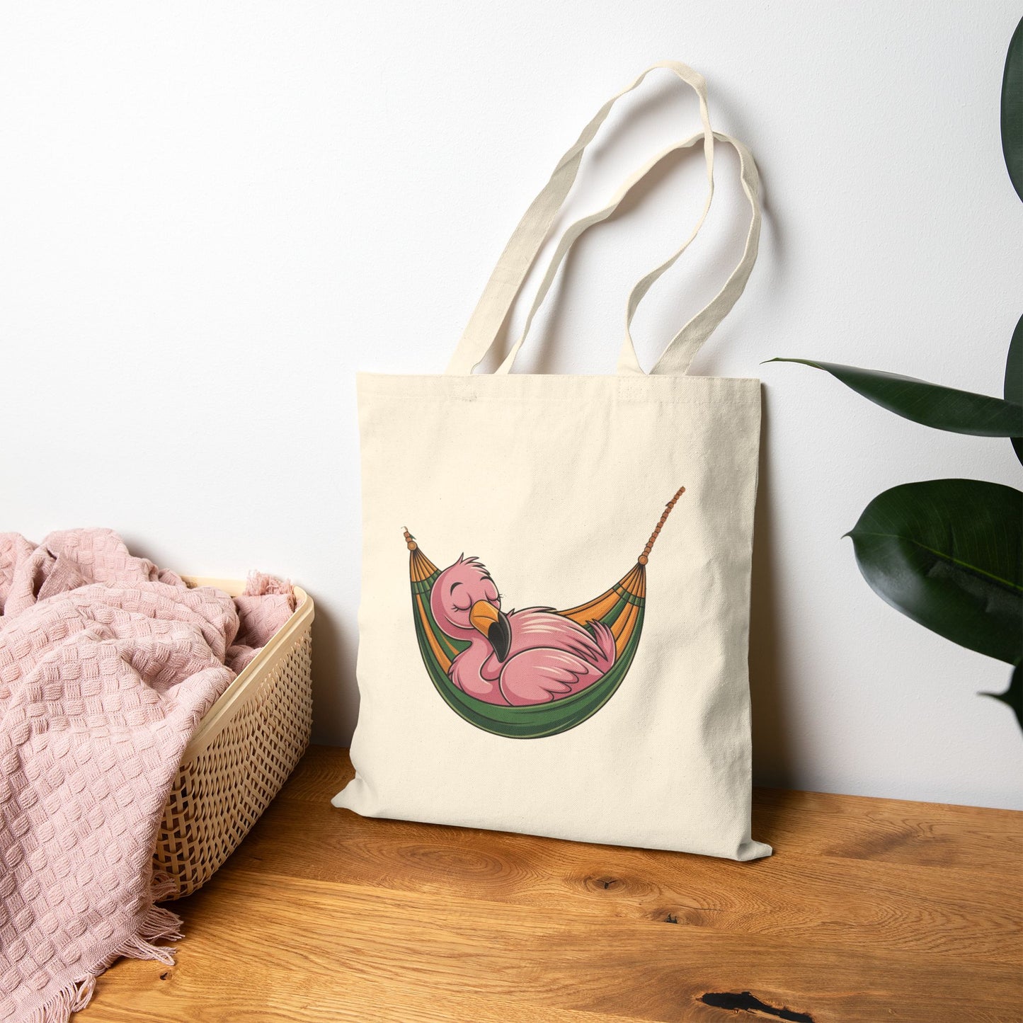 Flamingo Hammock Tote Bag, Eco-Friendly Shopping Bag, Summer Beach Bag, Cute Gift for Her, Travel Tote
