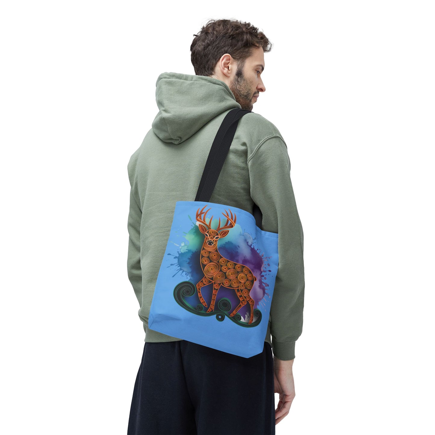 Bohemian Deer Tote Bag, Eco-Friendly Shopping Bag, Colorful Canvas Shoulder Bag, Gift for Nature Lovers, Unique Reusable Tote
