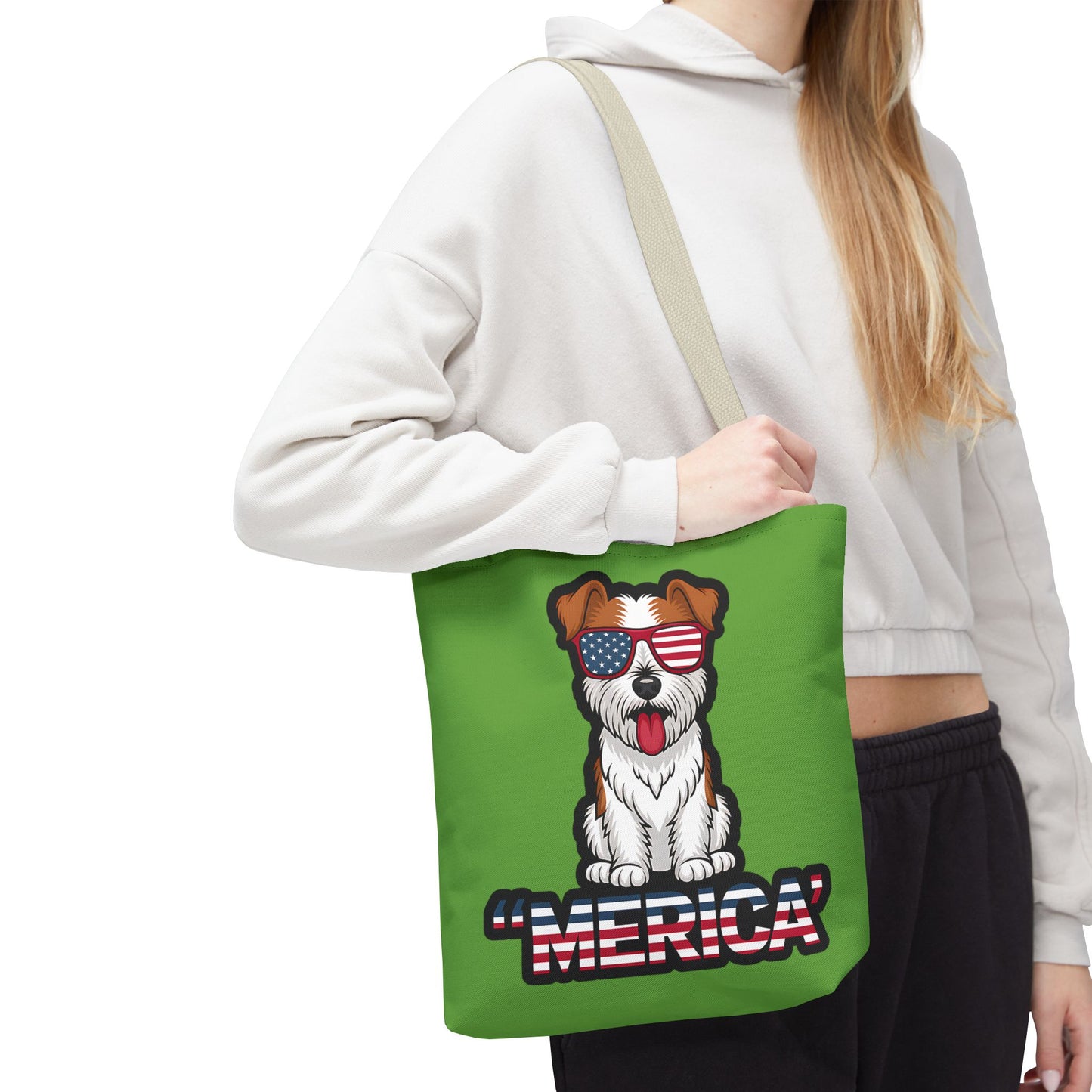 Patriotic Dog Tote Bag - Perfect for Dog Lovers, Fourth of July, Beach Trips, and Everyday Use, Cute Pet Lover Gift, AOP Design